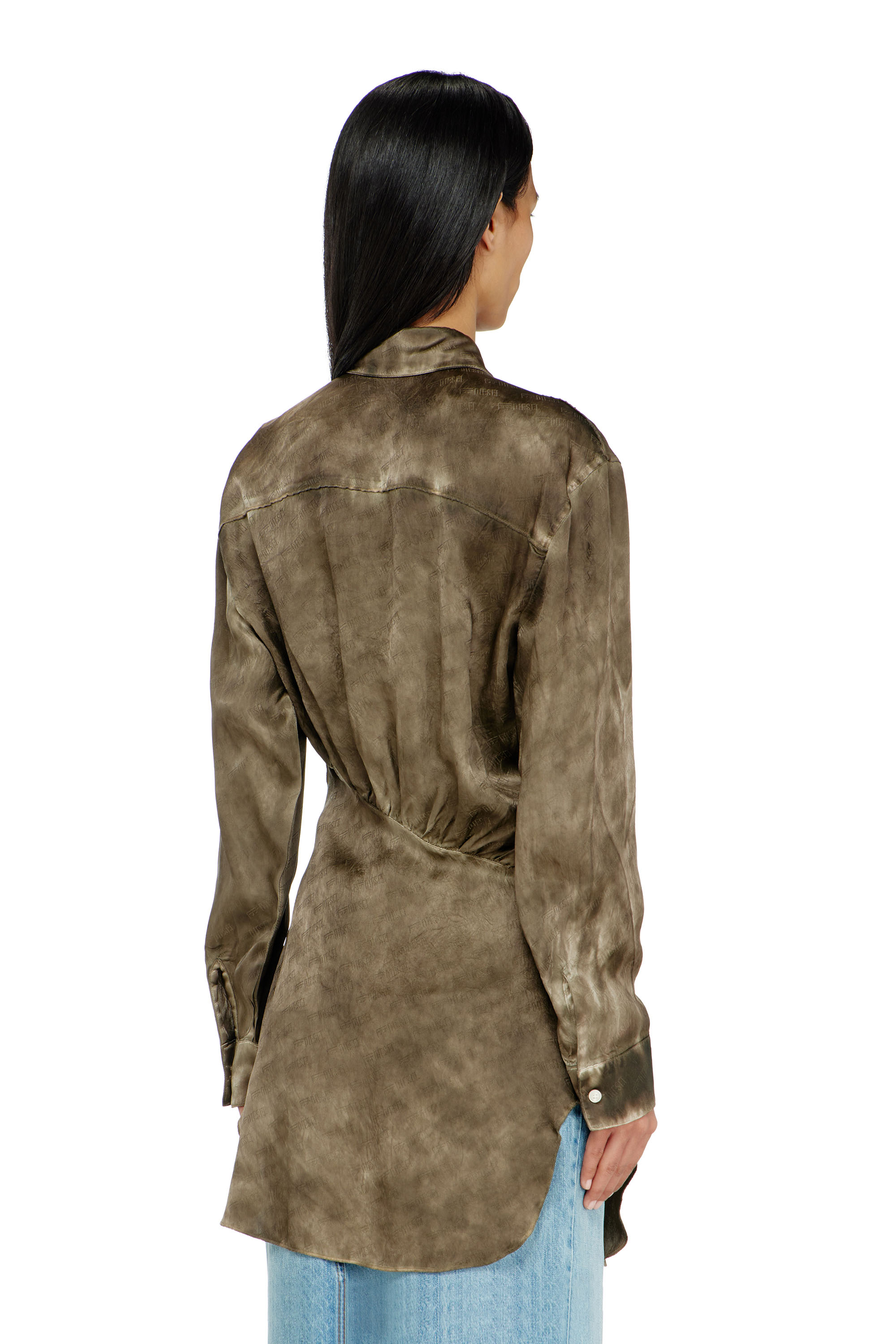 Diesel - C-LAVEL, Damen Langes Hemd aus logo-jacquard-knitter-satin in null - 4