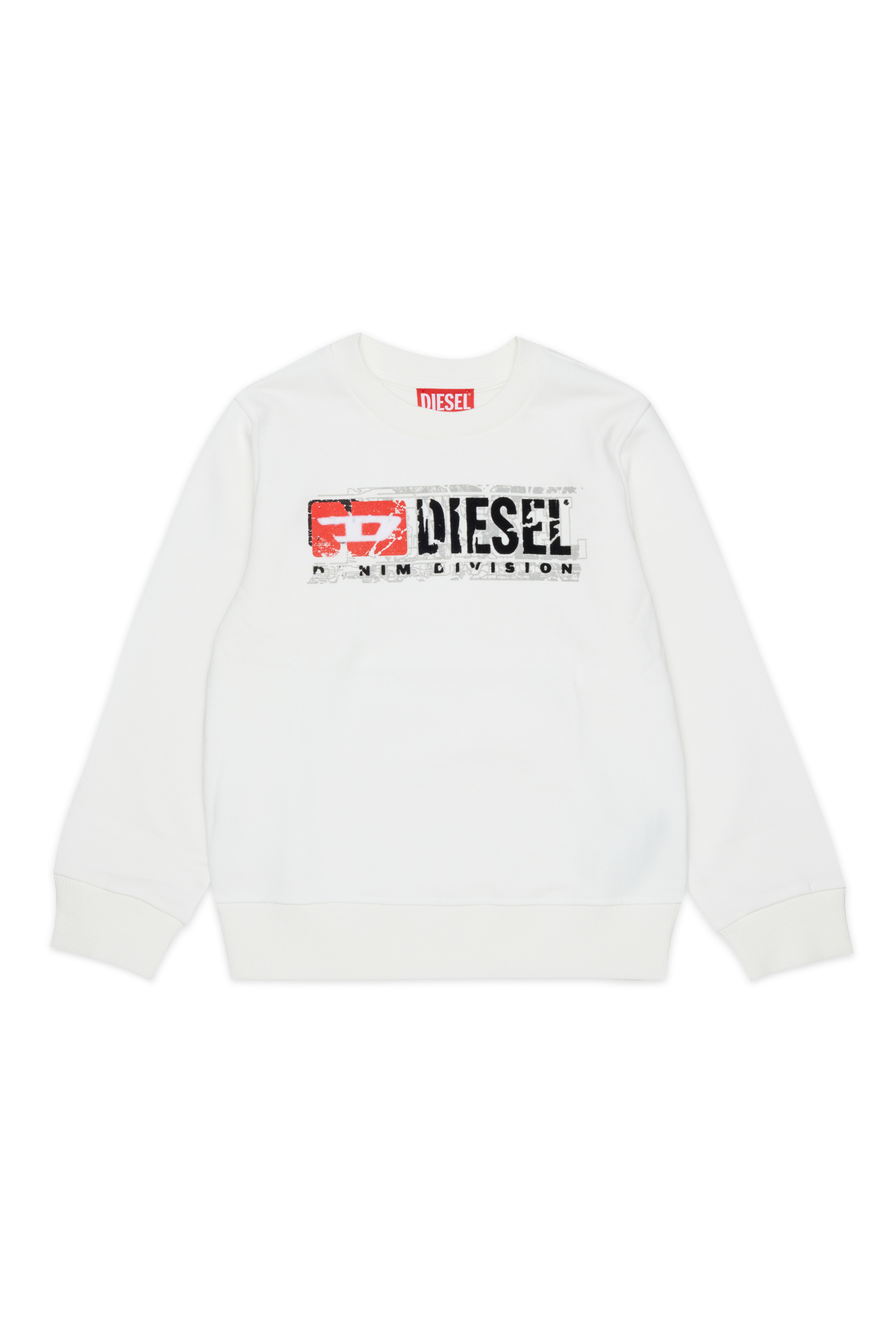 Diesel - SLOMIX, Herren Sweatshirt mit logo im distressed-look in Wei&szlig; - 1