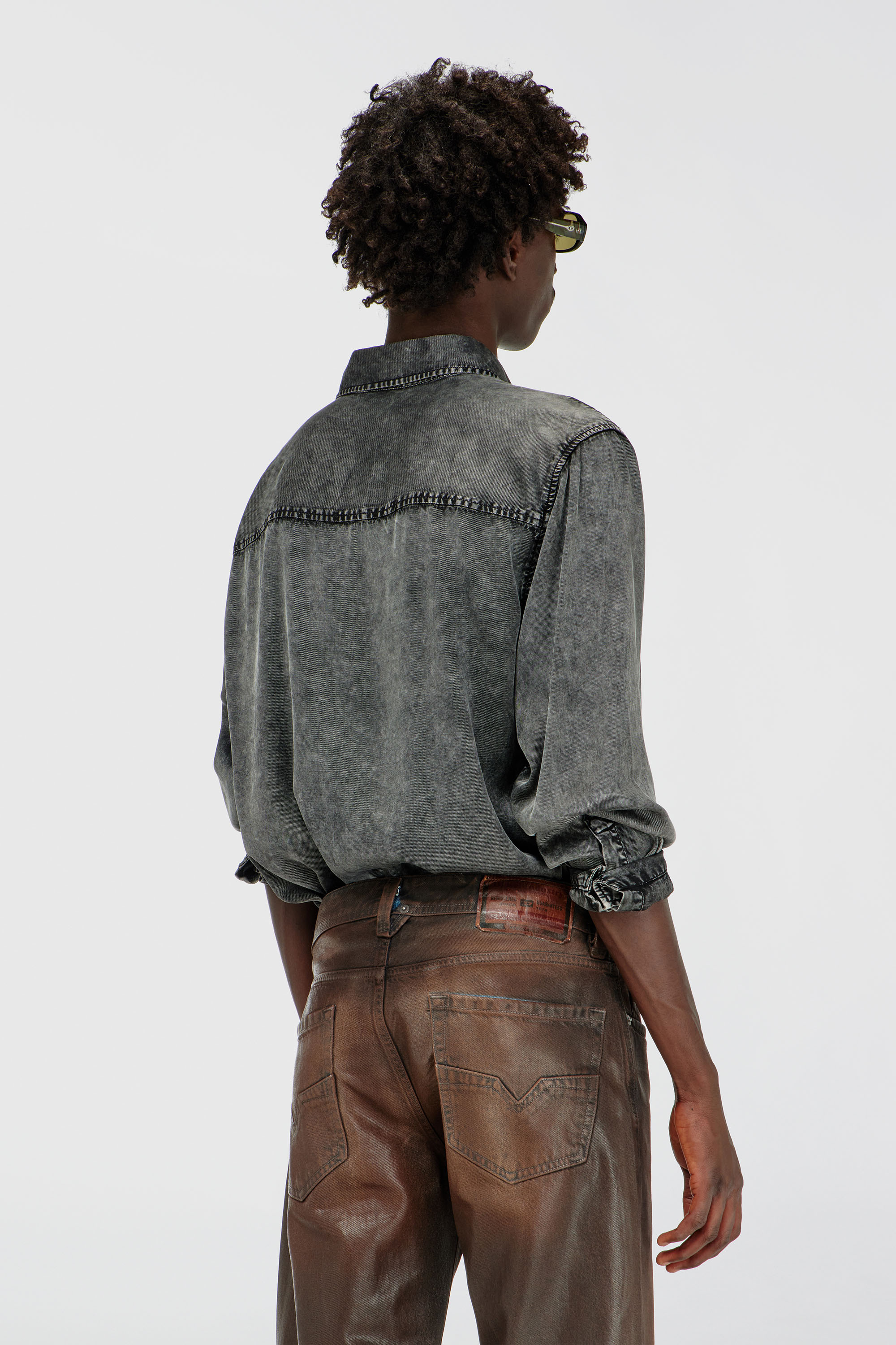 Diesel - S-SIMPLY-NIBC, Herren Flie&szlig;endes Hemd aus Viskose in Denim-Optik in null - 3