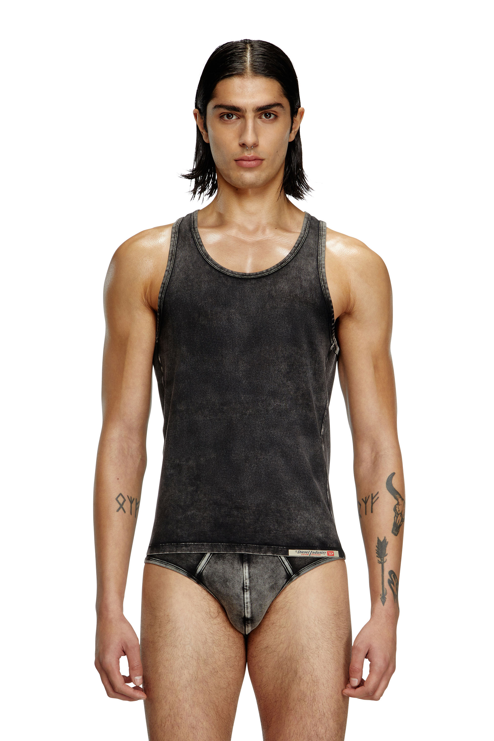 Diesel - WALTY-DNM, Herren Tanktop mit Denim-Effekt in Schwarz - 1