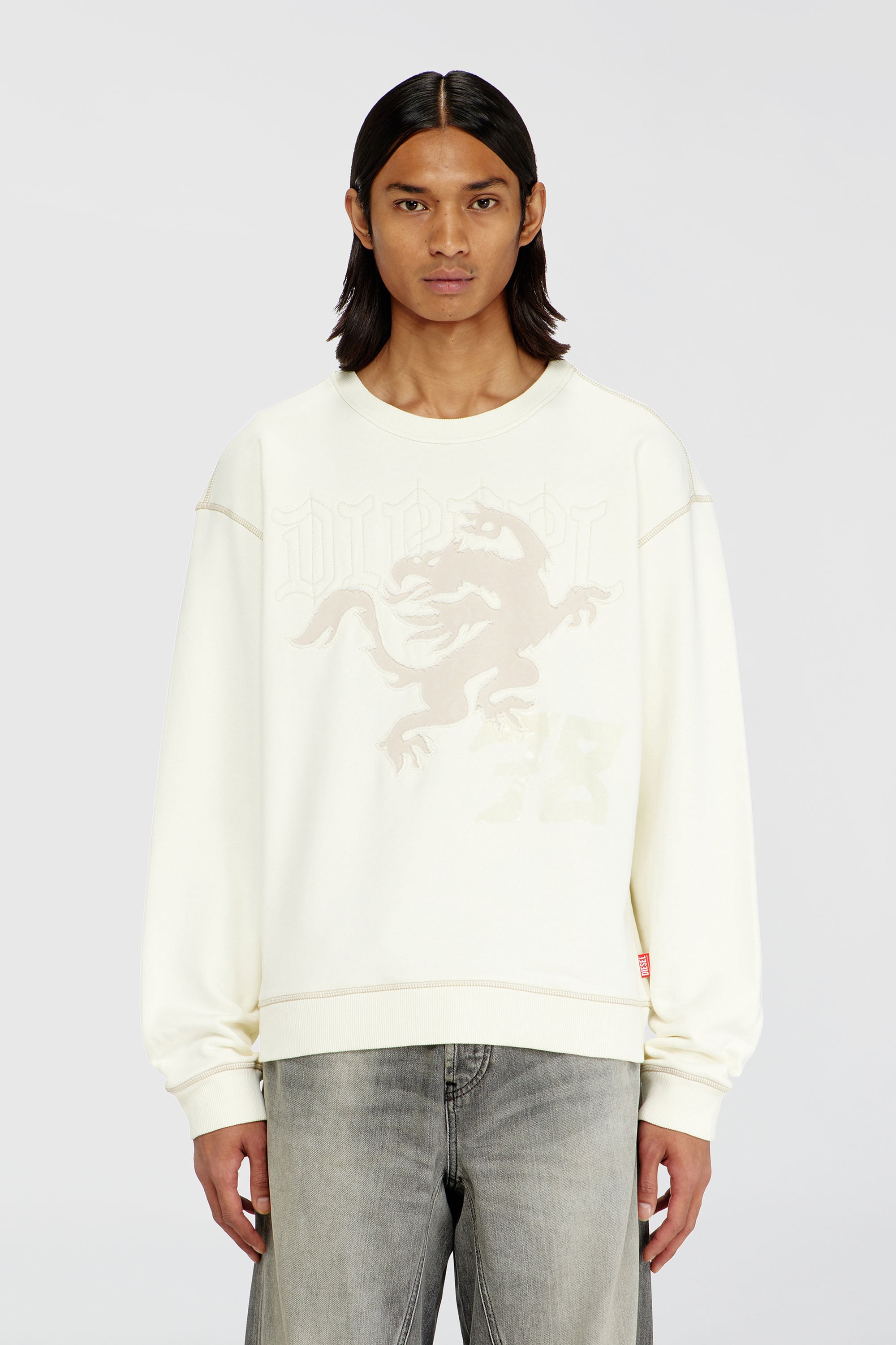 Diesel - S-NORM-AA3, Herren Sweatshirt mit Stickerei und Druck in Wei&szlig; - 1