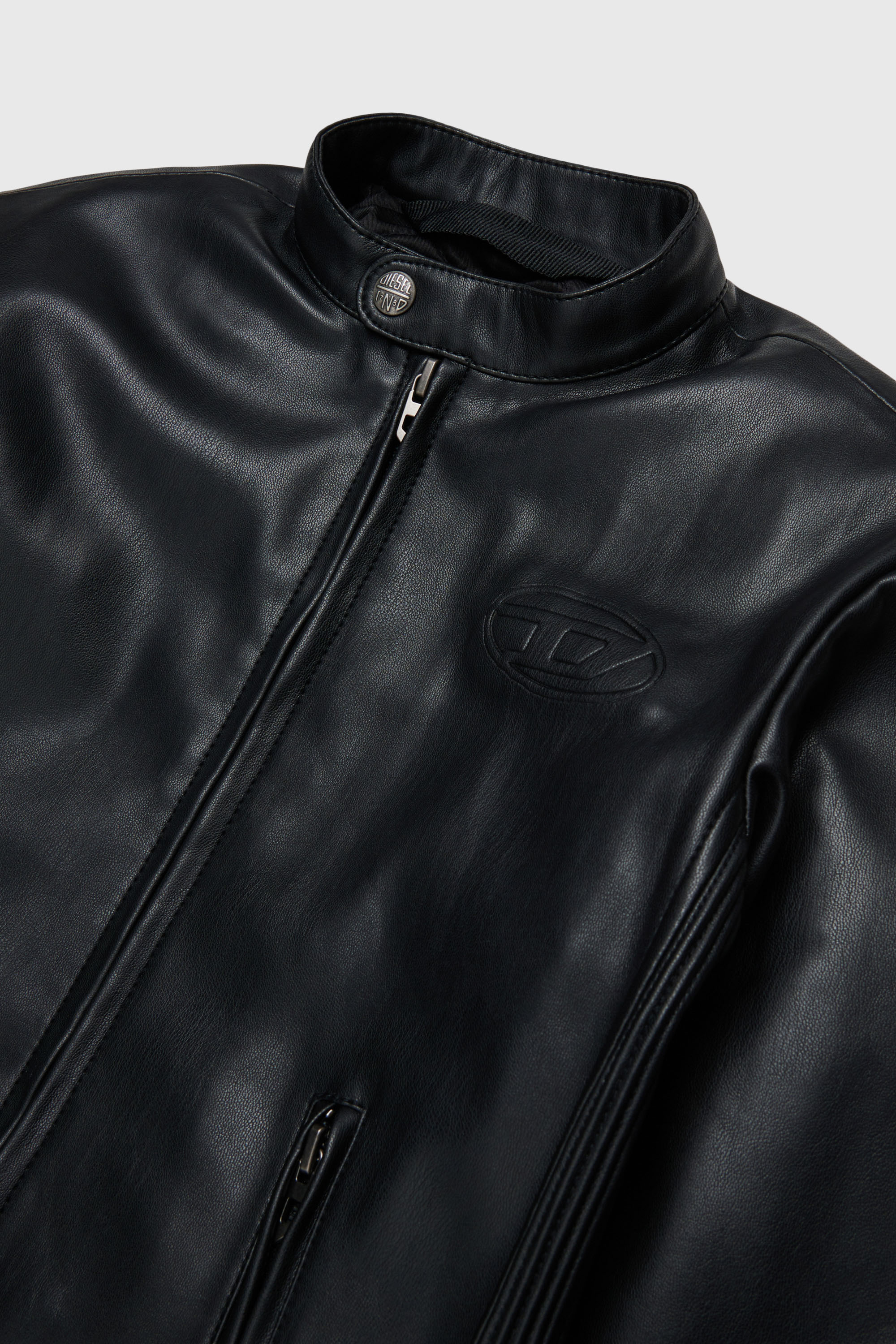 Diesel - JEMBY, Herren Bikerjacke mit gepr&auml;gtem Oval D Logo in Schwarz - 3