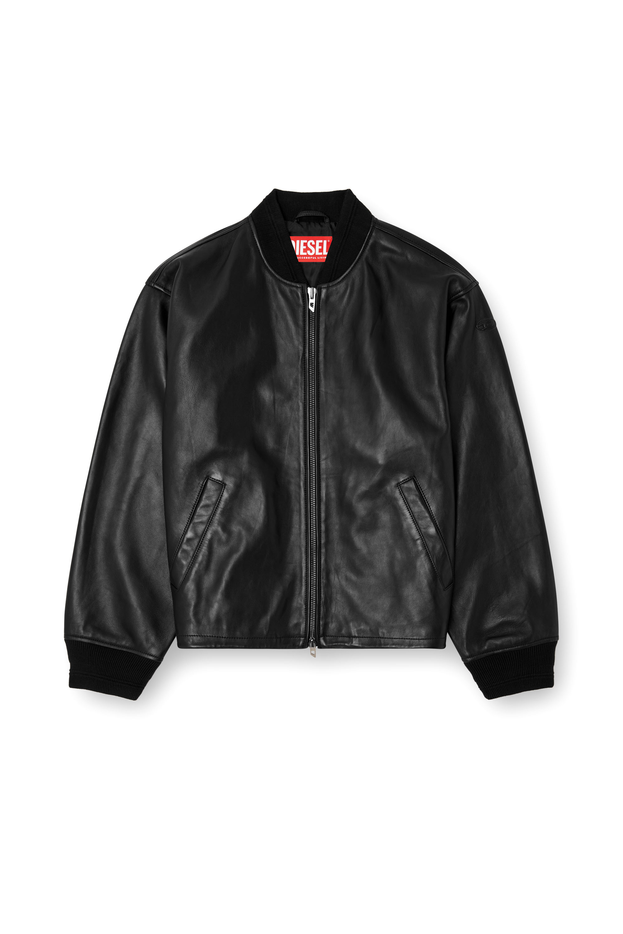 Diesel - L-KHAT, Man's Waxed-leather bomber jacket in Black - 3