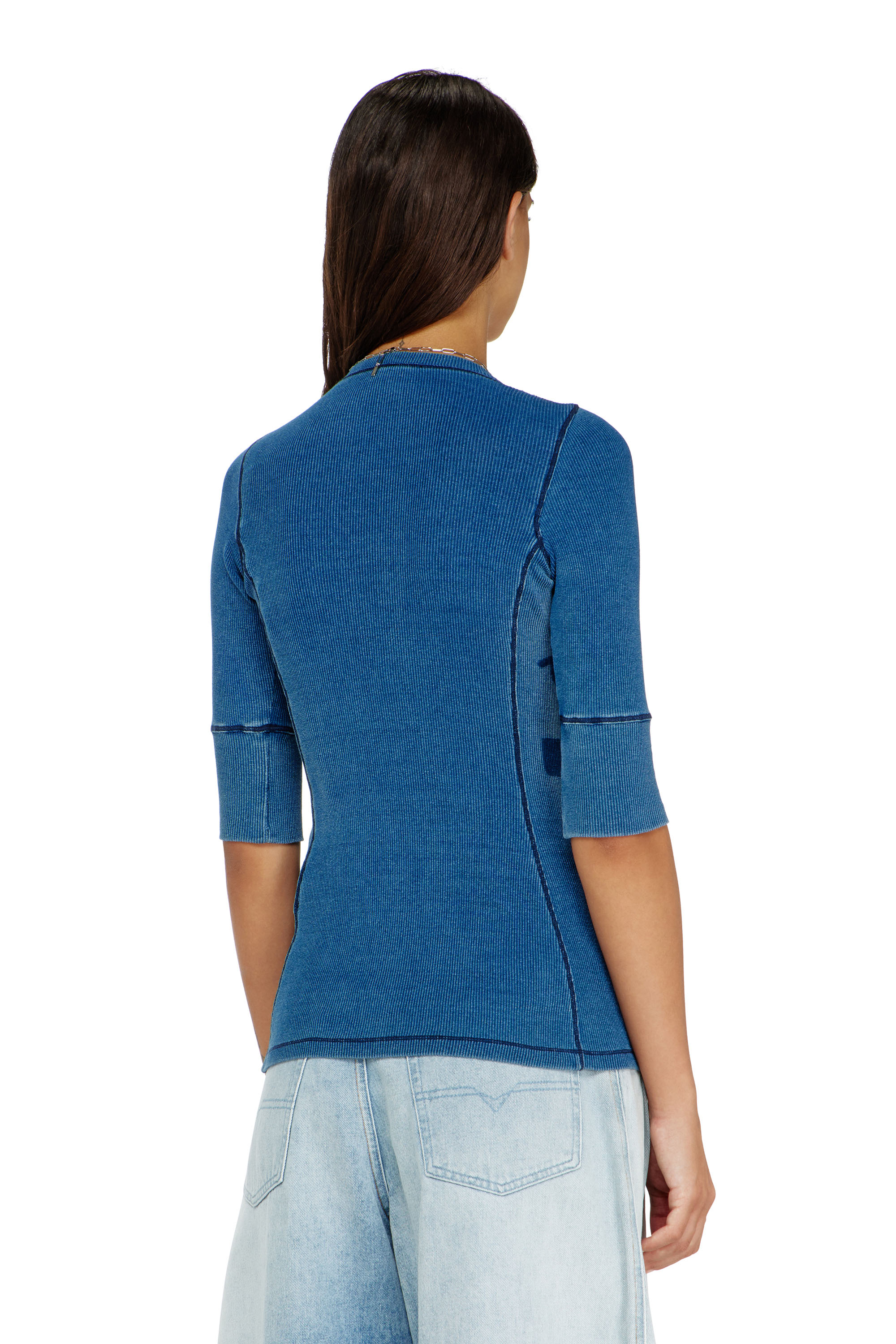 Diesel - T-EREME, Damen Henley-Top mit Shadow-Patch-Effekten in null - 4
