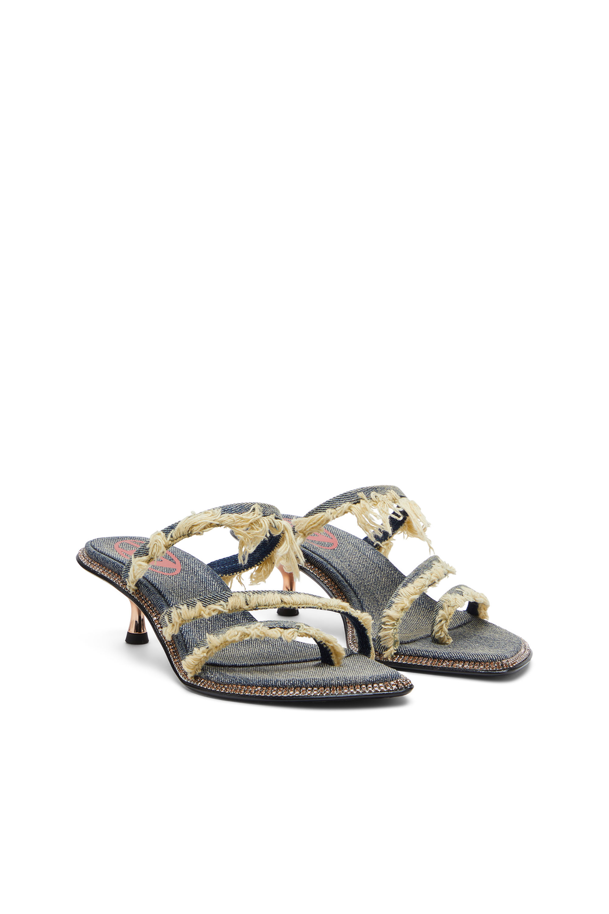 Diesel - D-HAVANNA KITTIE, Damen D-Havanna Kittie-Ausgefranste Pantoletten aus Denim mit Kristallen in Blau - 2