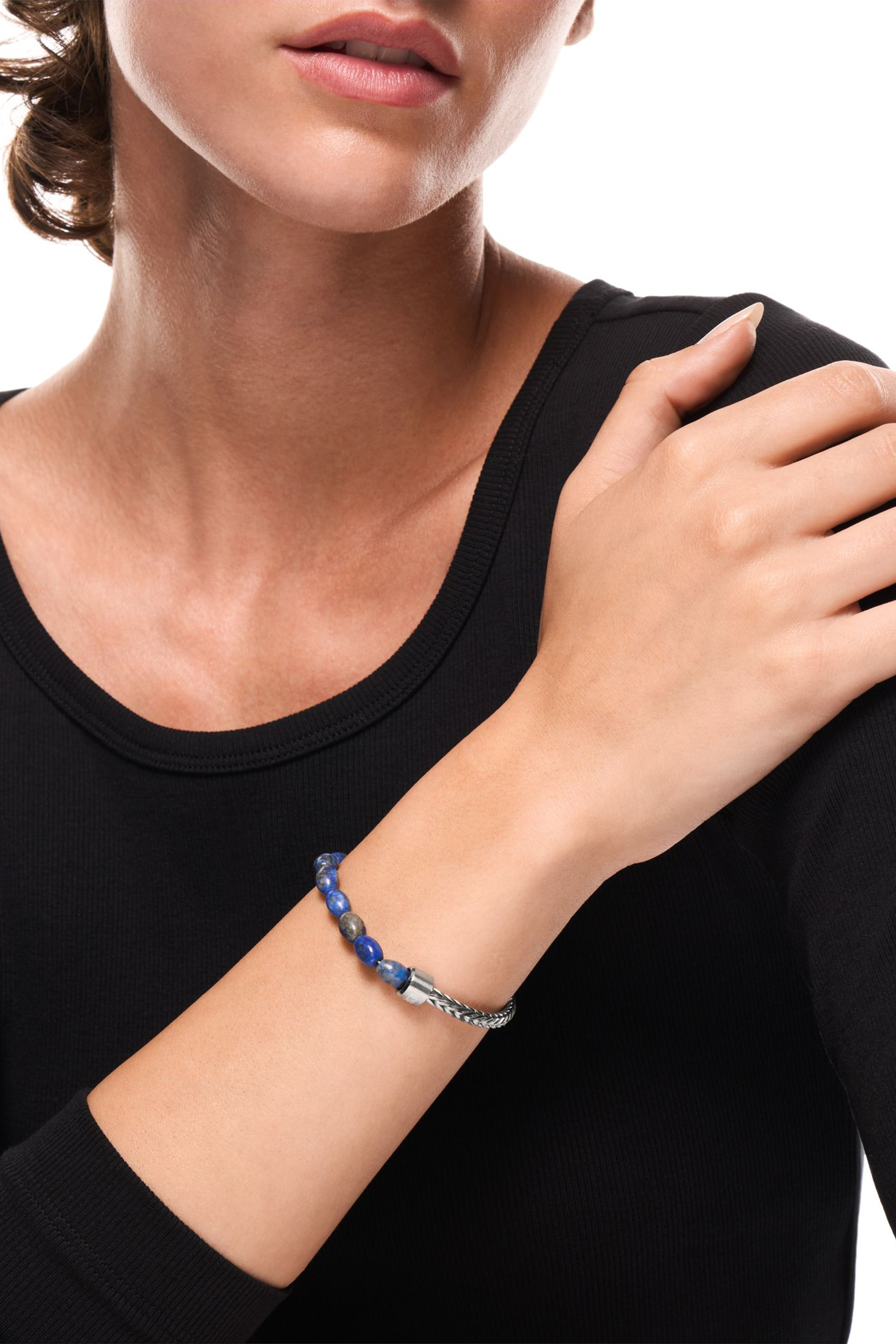 Diesel - DX1713040, Unisex Armband mit Lapislazuli-Perlen in Silber/Blau - 4
