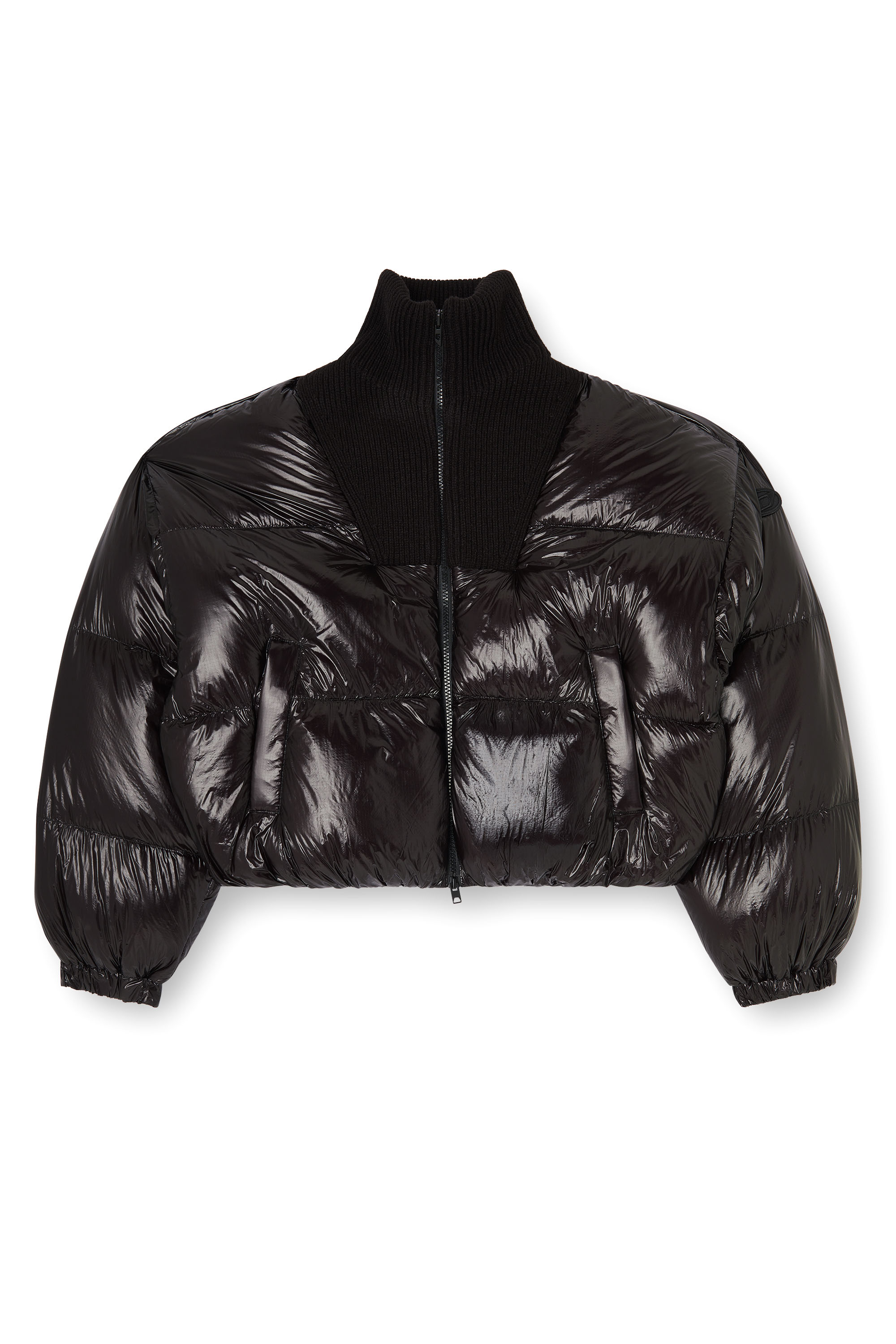 Diesel - W-ARRIOR, Damen Daunen-Steppjacke aus Ripstop mit Strickkragen in Schwarz - 3