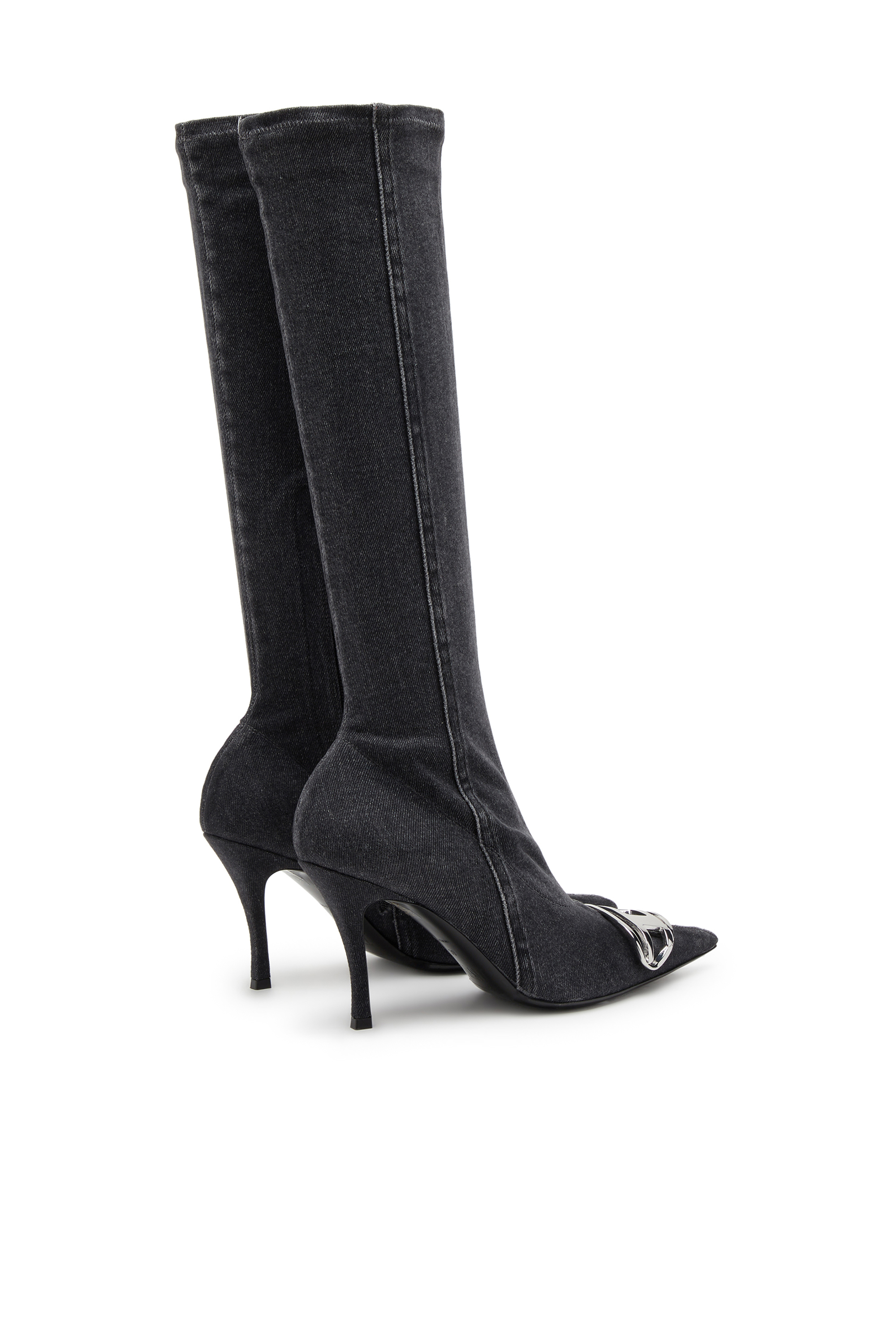 Diesel - D-VENUS KB D, Woman's D-Venus-Knee-high boots in stretch denim in Black - 3