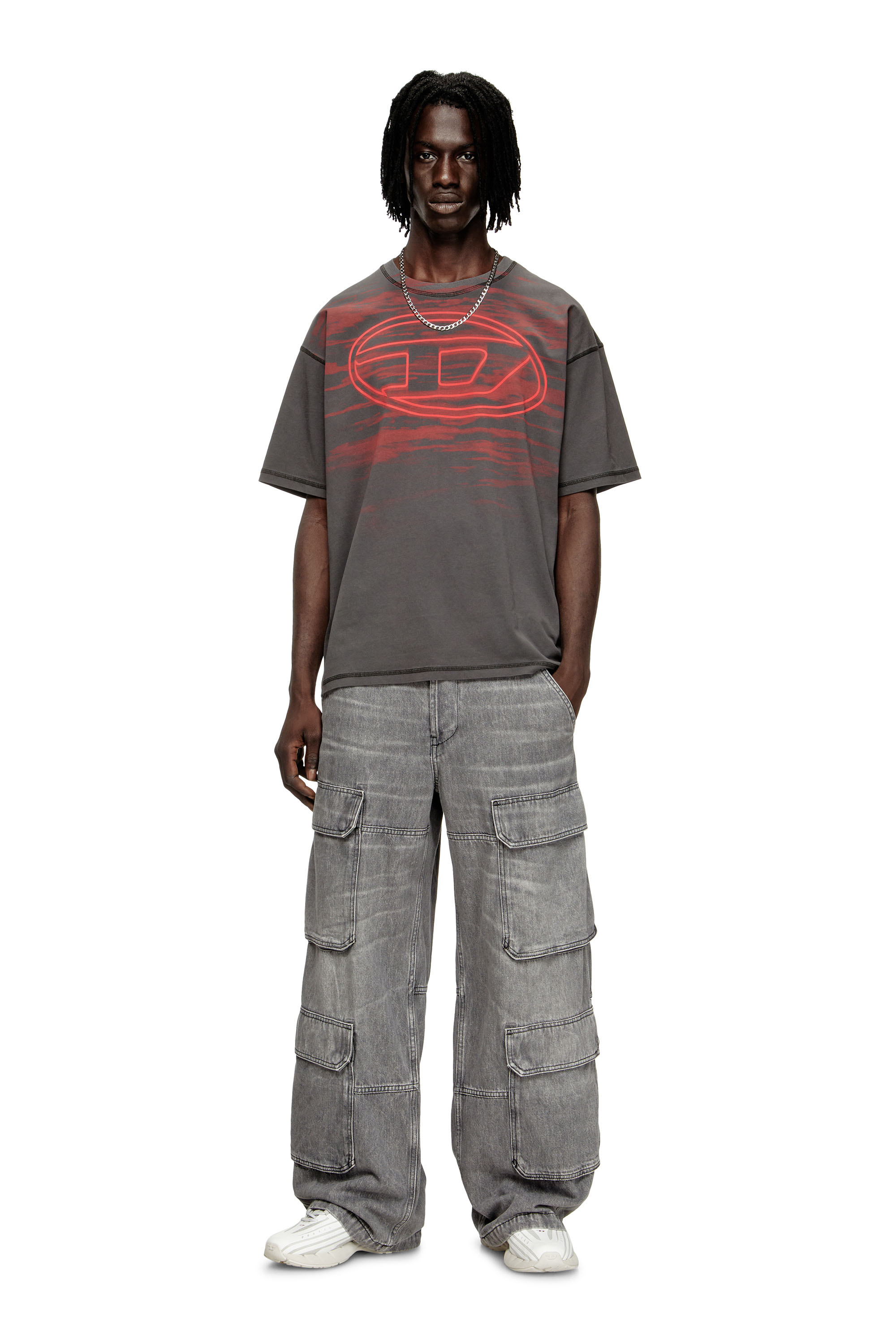 Diesel - T-BOXT-T5, Herren T-Shirt aus Baumwolle mit Oval D Druck in Grau - 2