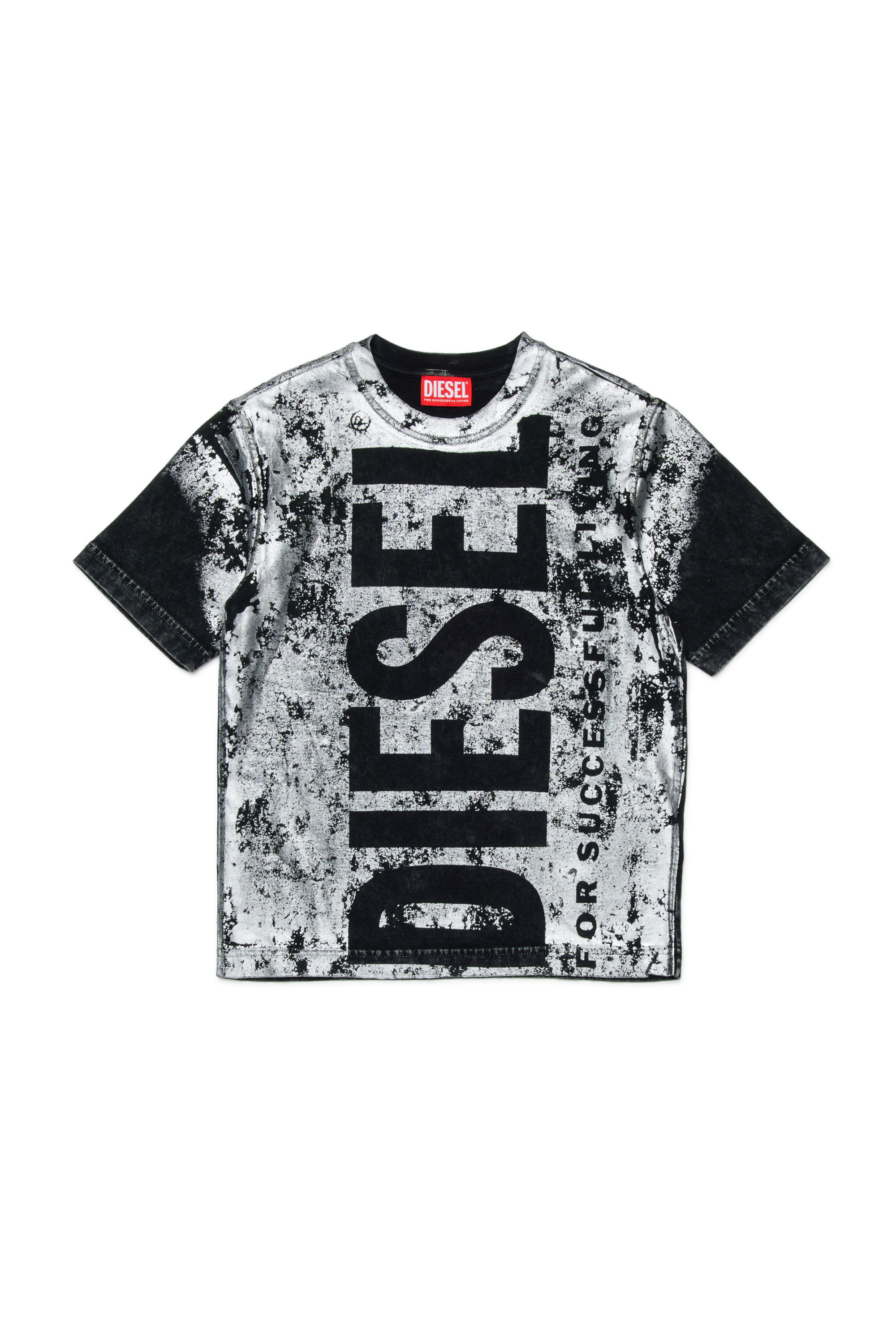 Diesel - TABOXTAR2 OVER, Herren T-Shirt mit Print in Kreide-Optik in Schwarz - 1