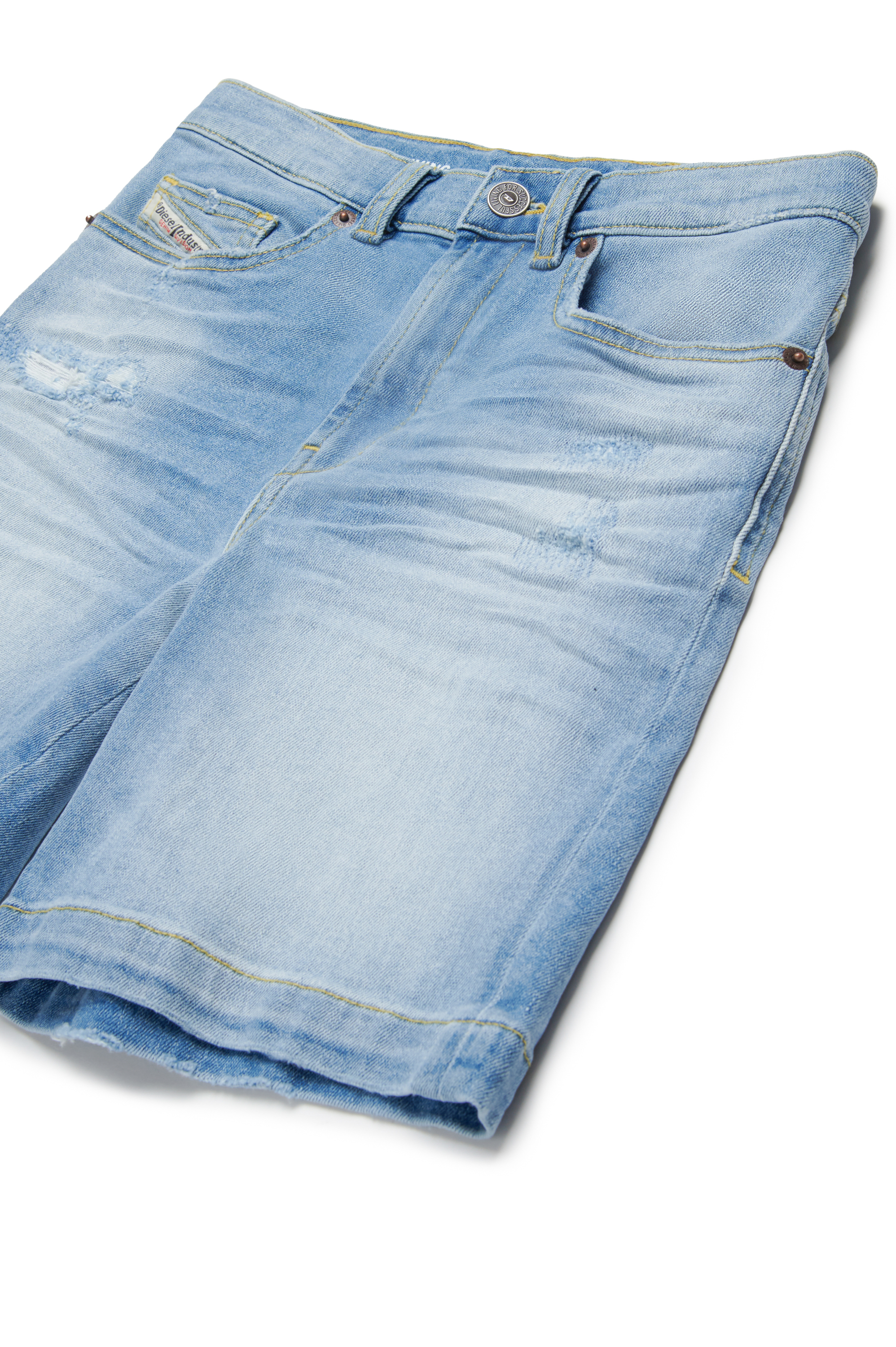 Diesel - D-MACS-SH-J, Herren Bermudashorts aus vielgetragenem Denim in Hellblau - 3