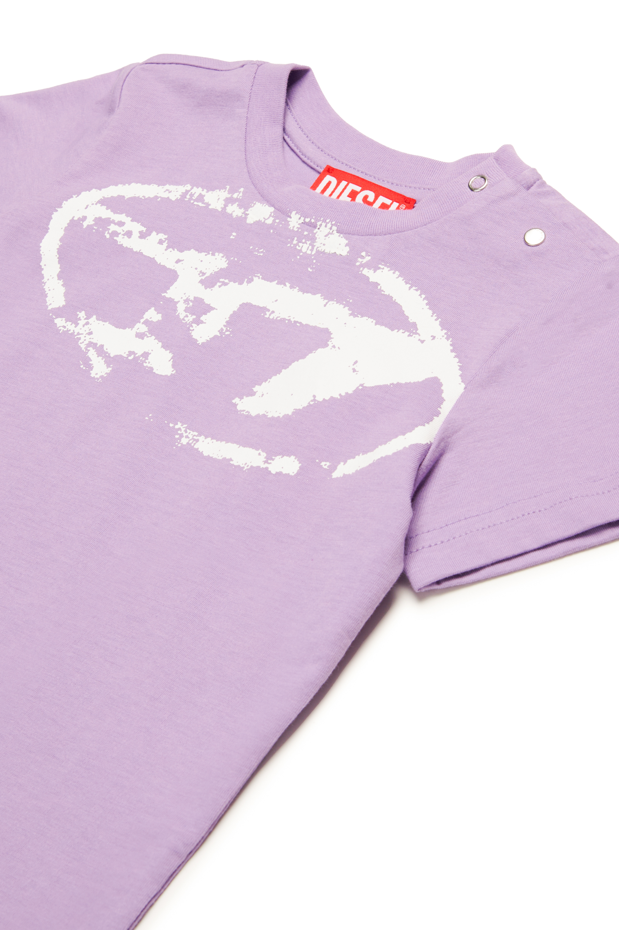 Diesel - TBOXTN14B, Unisex's T-shirt with distressed Oval D logo in Lilac - 3