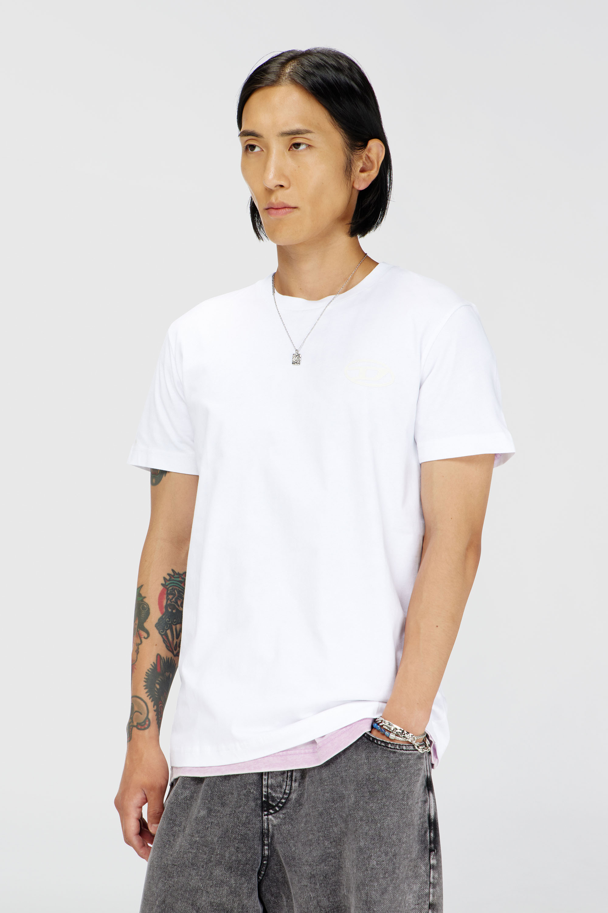 Diesel - T-DIEGO-T92, Herren T-Shirt aus Baumwolle mit Oval D Logo in Wei&szlig; - 1