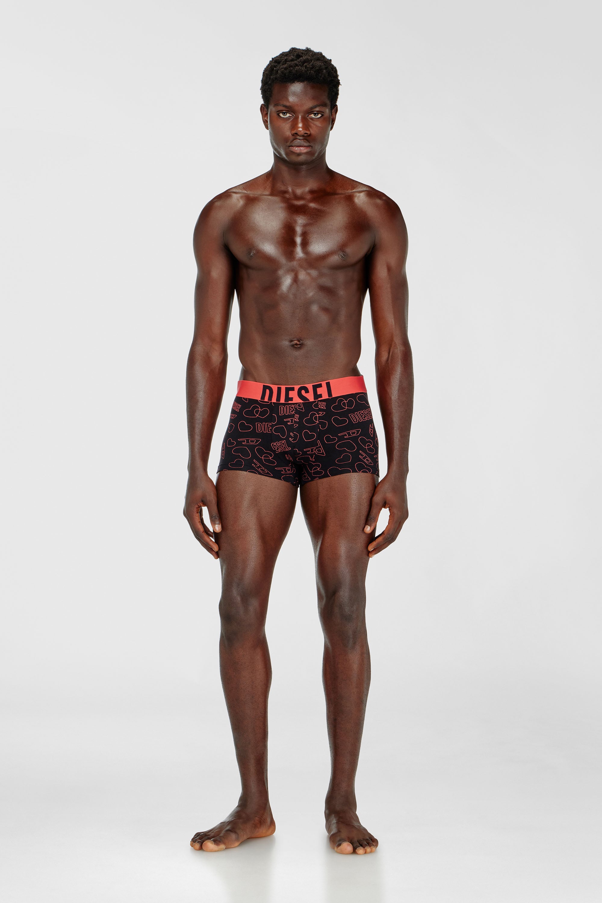 Diesel - DAMIEN-GFT-3PACK, Herren Dreierpack Boxershorts mit Herz-Print in Rosa/Schwarz - 1