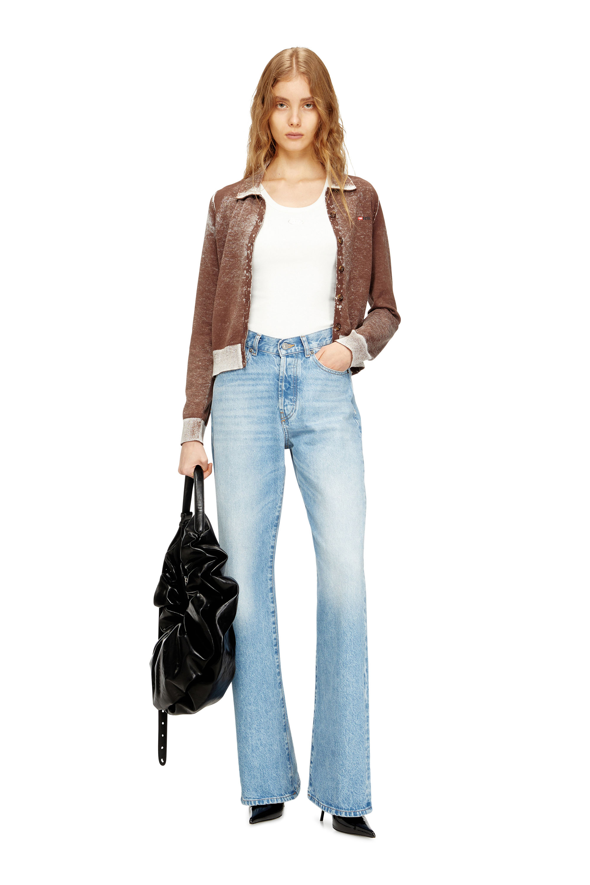 Diesel - T-ANKI-OD, Damen Schmal geschnittenes, geripptes Tanktop mit metallischem Oval D in Weiß - 1