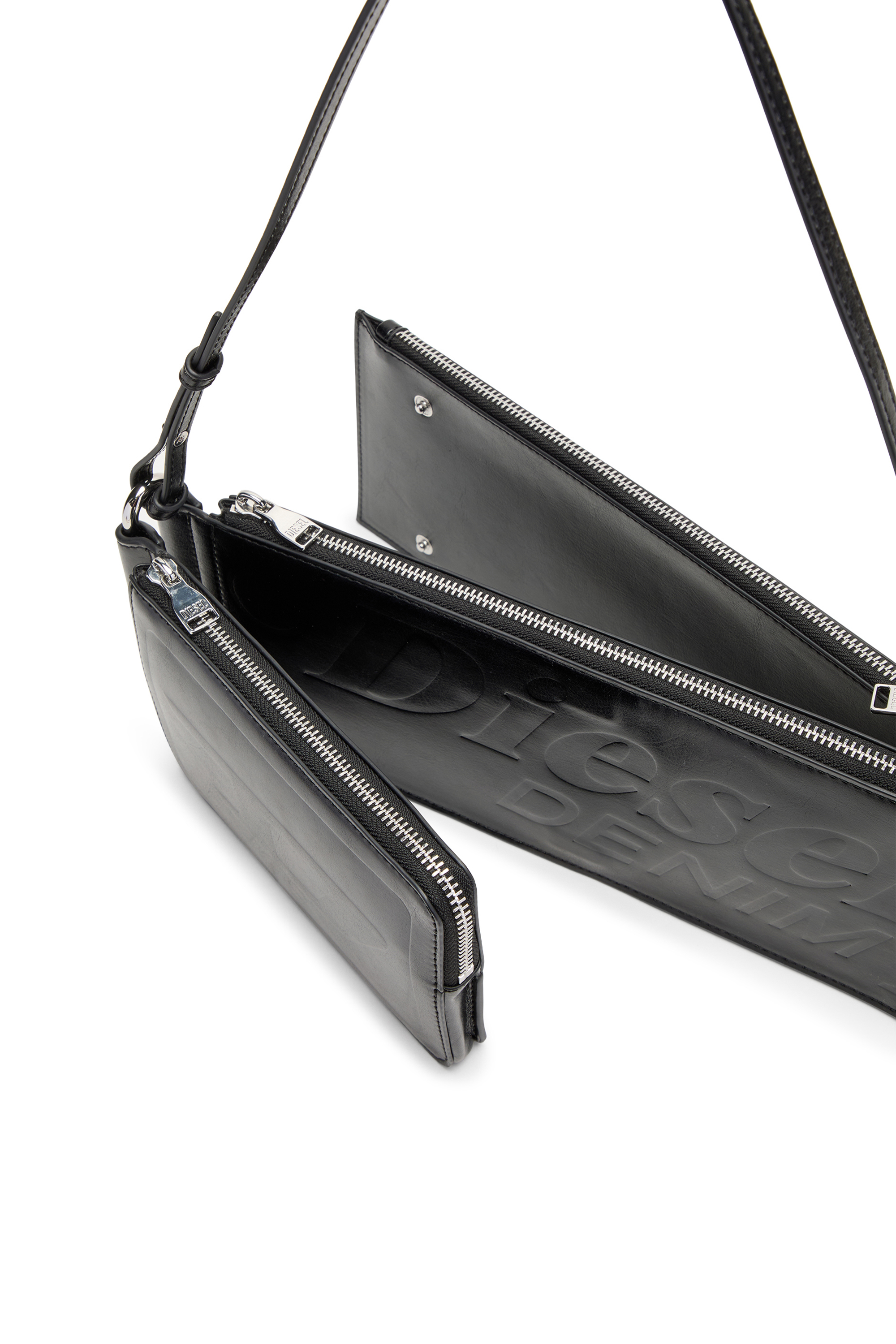 Diesel - FLAG-D SHOULDER BAG X, Unisex Flag-D-Modular Schultertasche mit gepr&auml;gtem Logo in Schwarz - 5