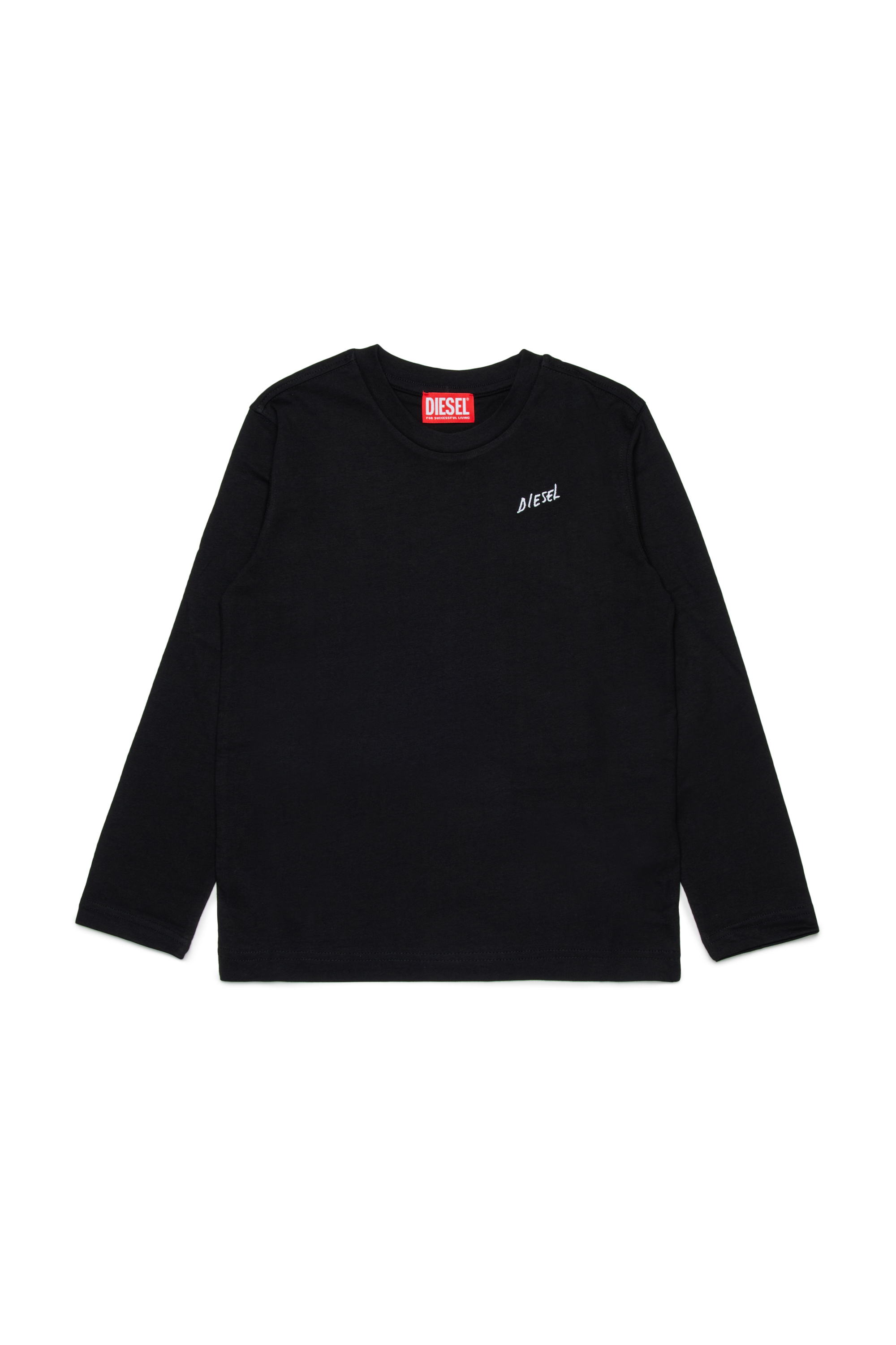 Diesel - TDIEGOSB22LS, Herren Baumwoll-T-Shirt mit gesticktem Logo in Schwarz - 1
