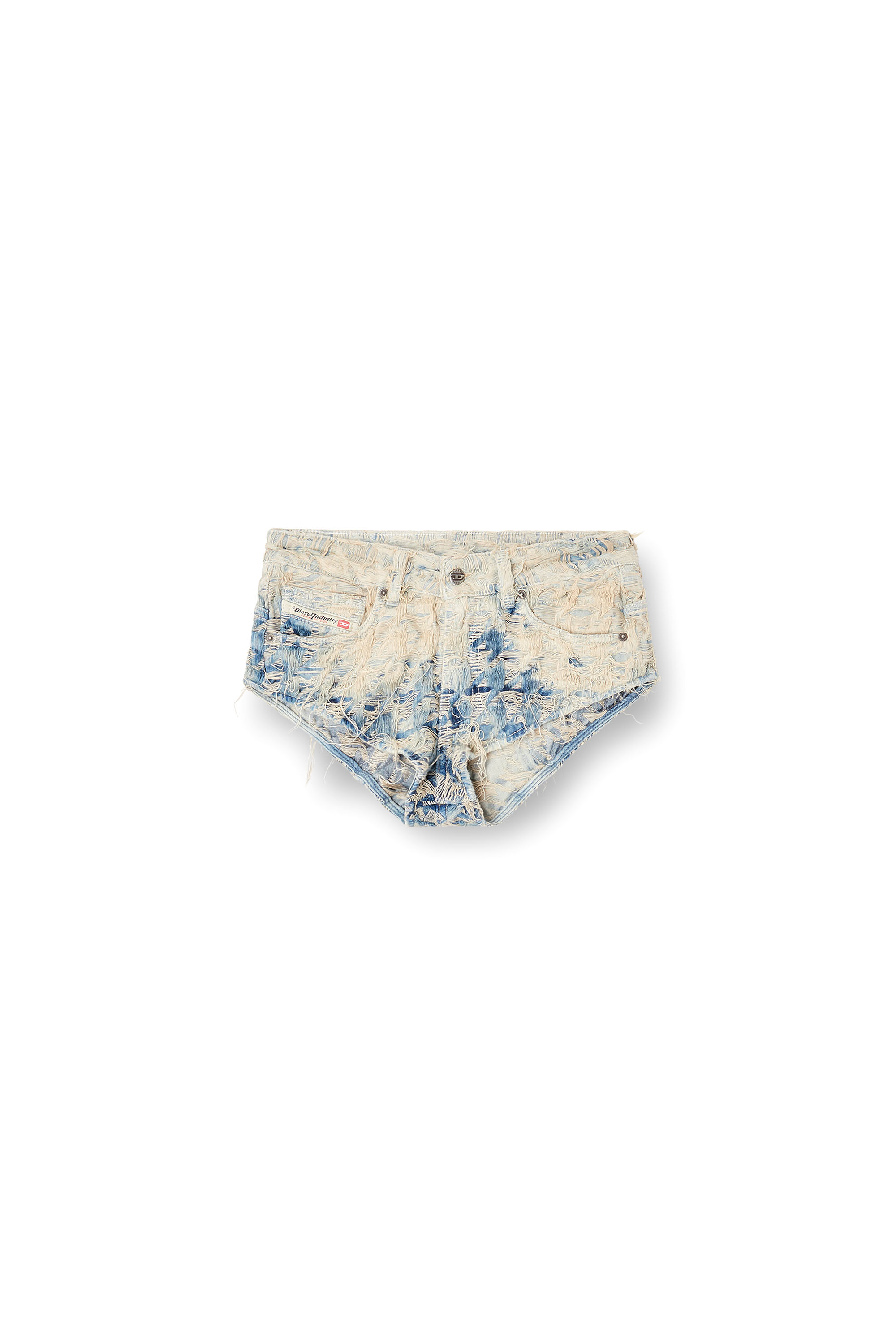 DE-JIZZ-FSH1, Light Blue Diesel - DE-JIZZ-FSH1, Woman's Shorts in houndstooth-weave denim in Light Blue - 2