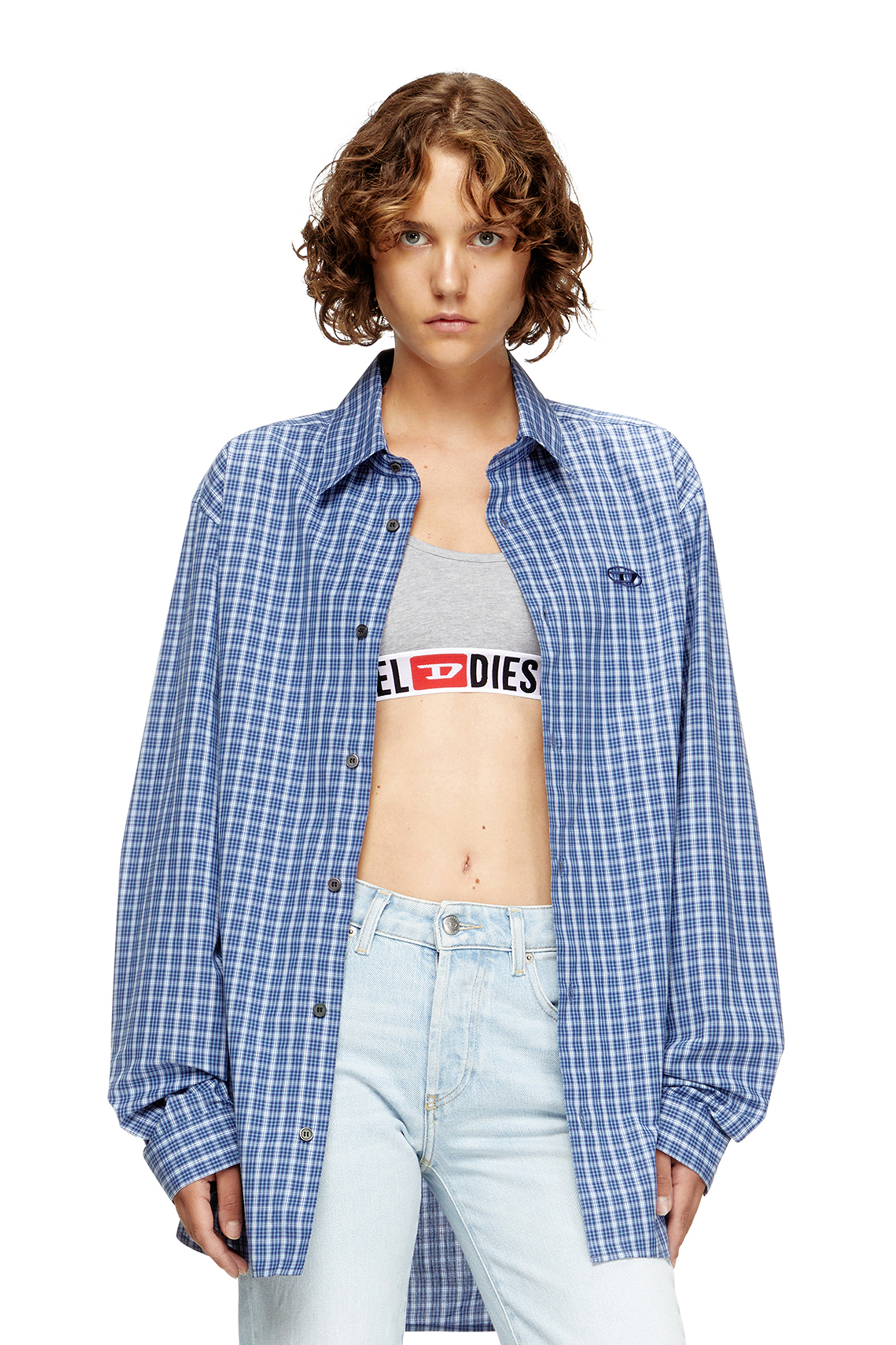 Diesel - UFSB-ORIBA, Damen Bralette mit Logoband in Grau - 5