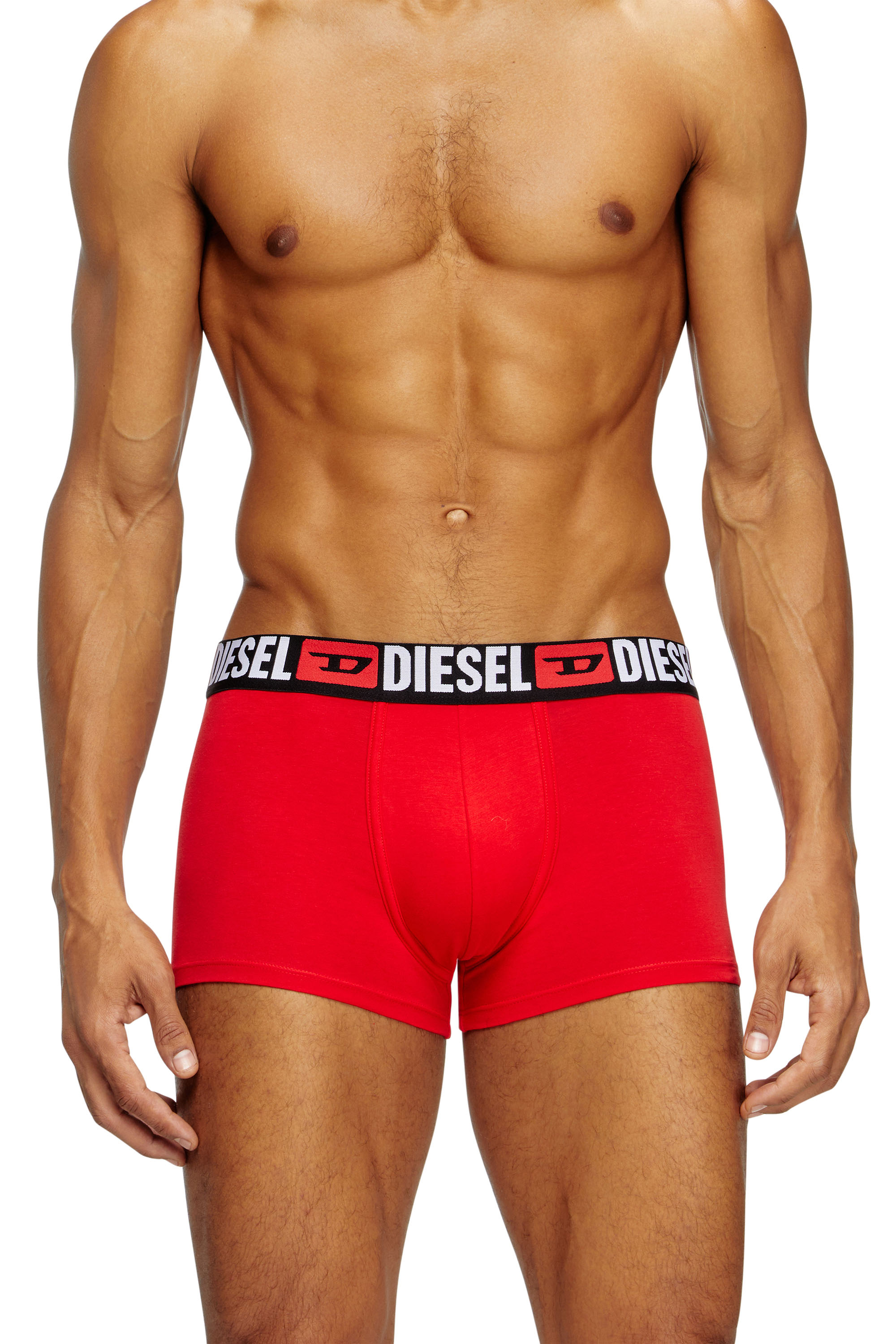 Diesel - UMBX-DAMIENTHREEPACK, Herren Retropants im Dreierpack mit umlaufendem Logo am Bund in Rot/Grau - 3