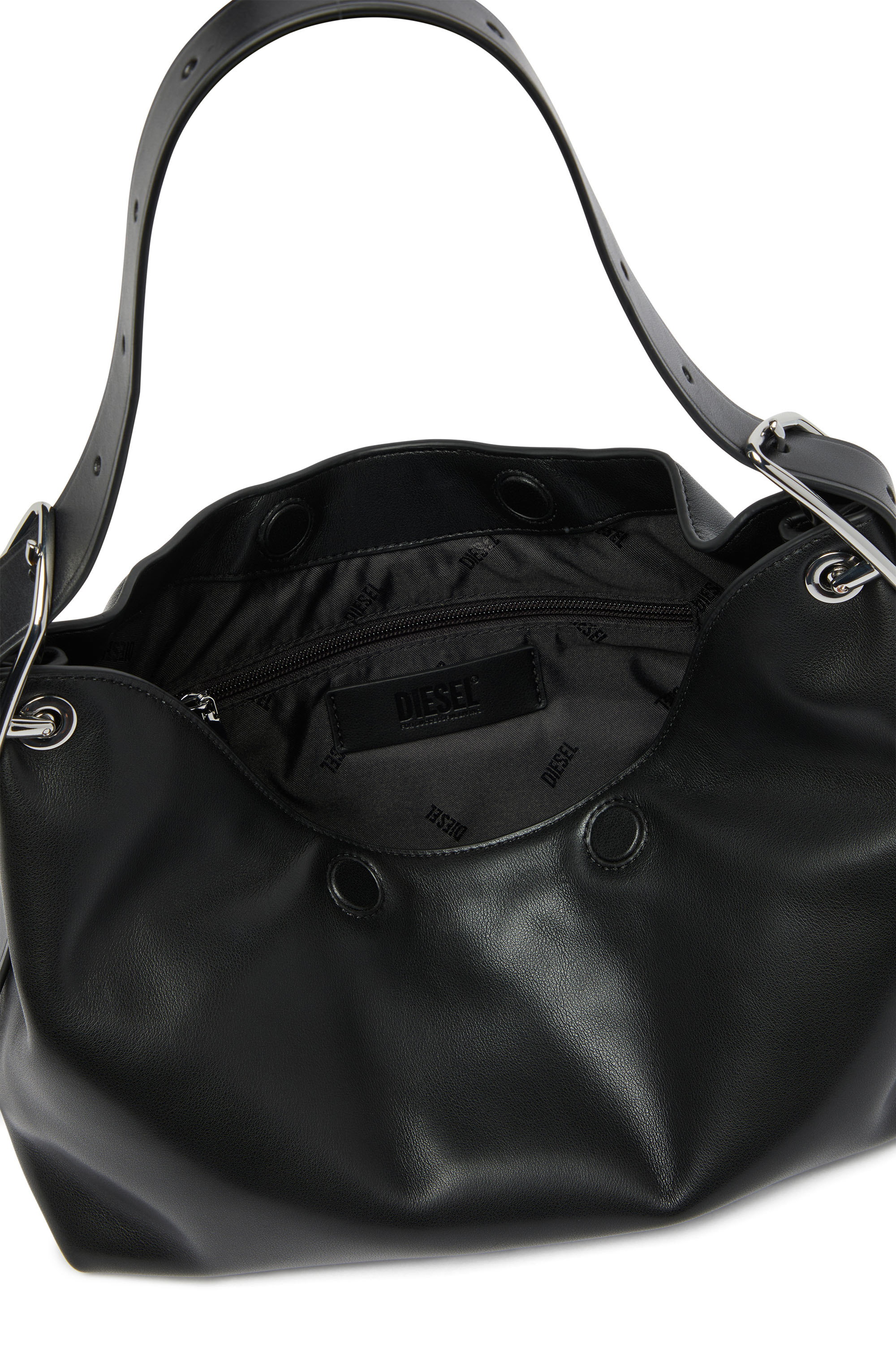 Diesel - D-LINE HOBO S, Damen D-Line-Leder-Schultertasche in Schwarz - 6