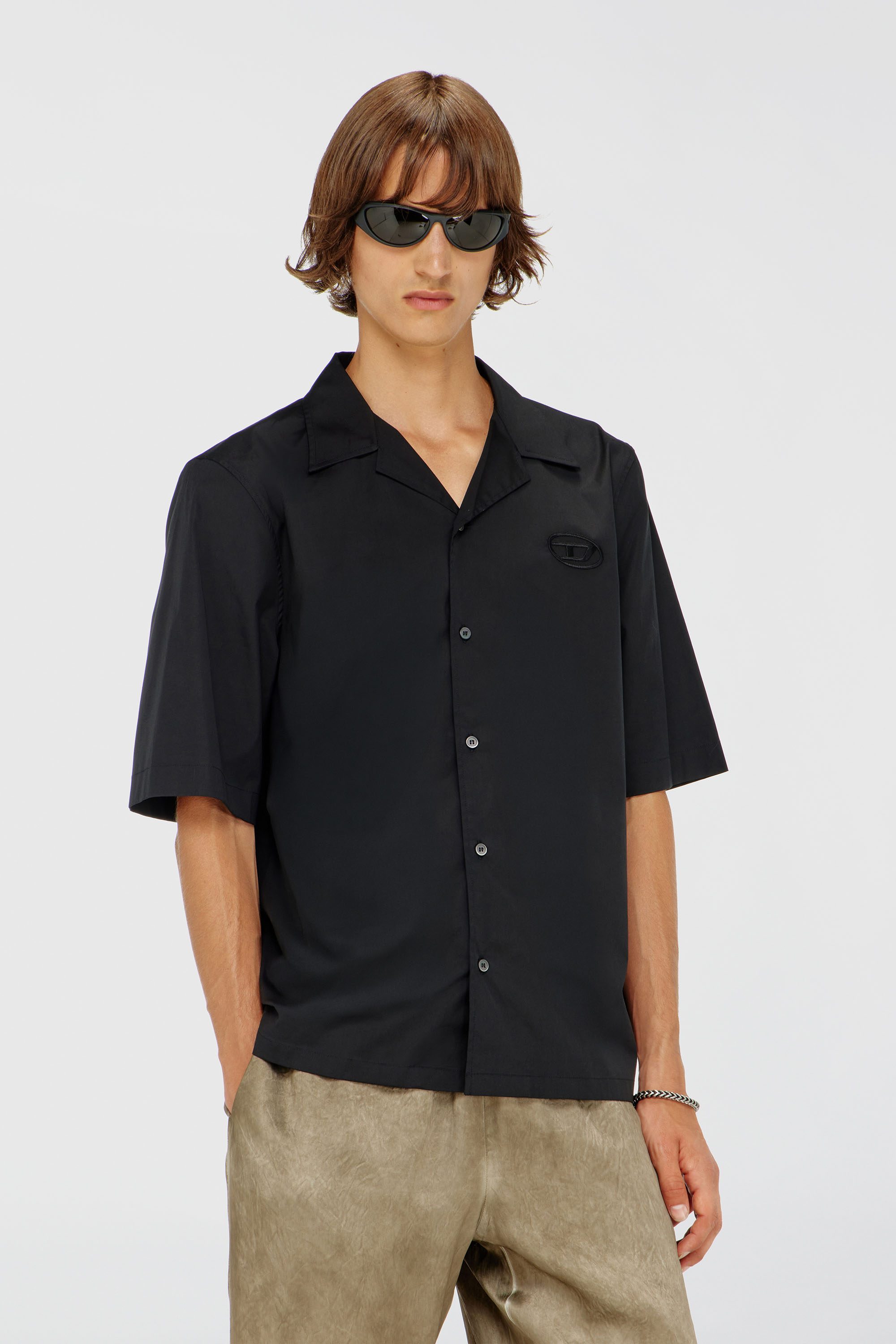Diesel - S-MAC-GSBH, Herren Stretch-Popeline-Hemd mit Oval-D-Stickerei in Schwarz - 3