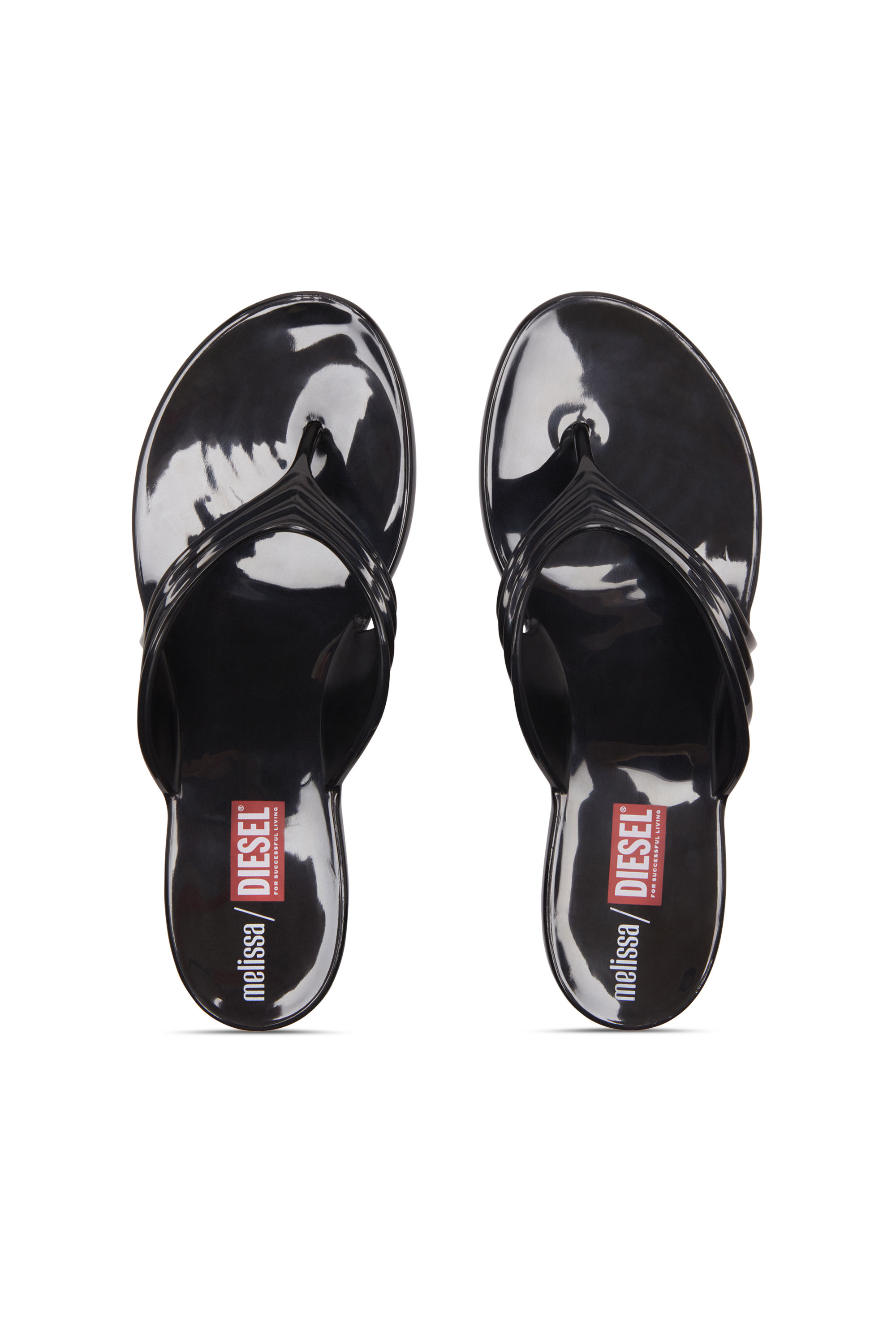 Diesel - MELISSA QUANTUM THONG, Damen Künstlerisch gestaltete Flip-Flops aus Melflex® in Schwarz - 4