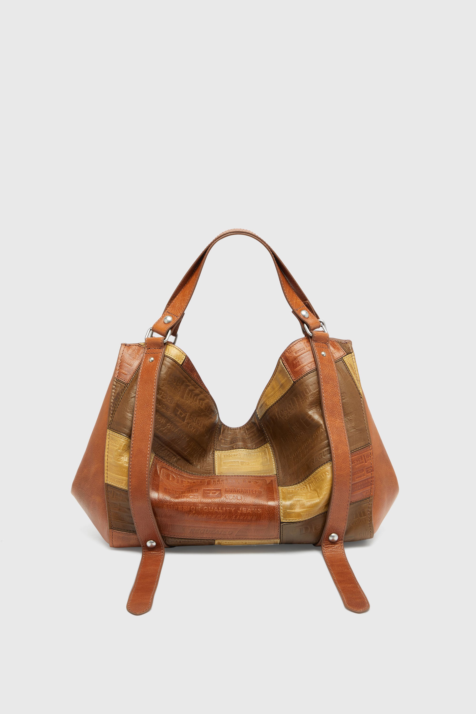Diesel - D-ONE TOPHANDLE M, Unisex D-One-Medium Henkeltasche aus Patchwork-Leder in Braun - 2