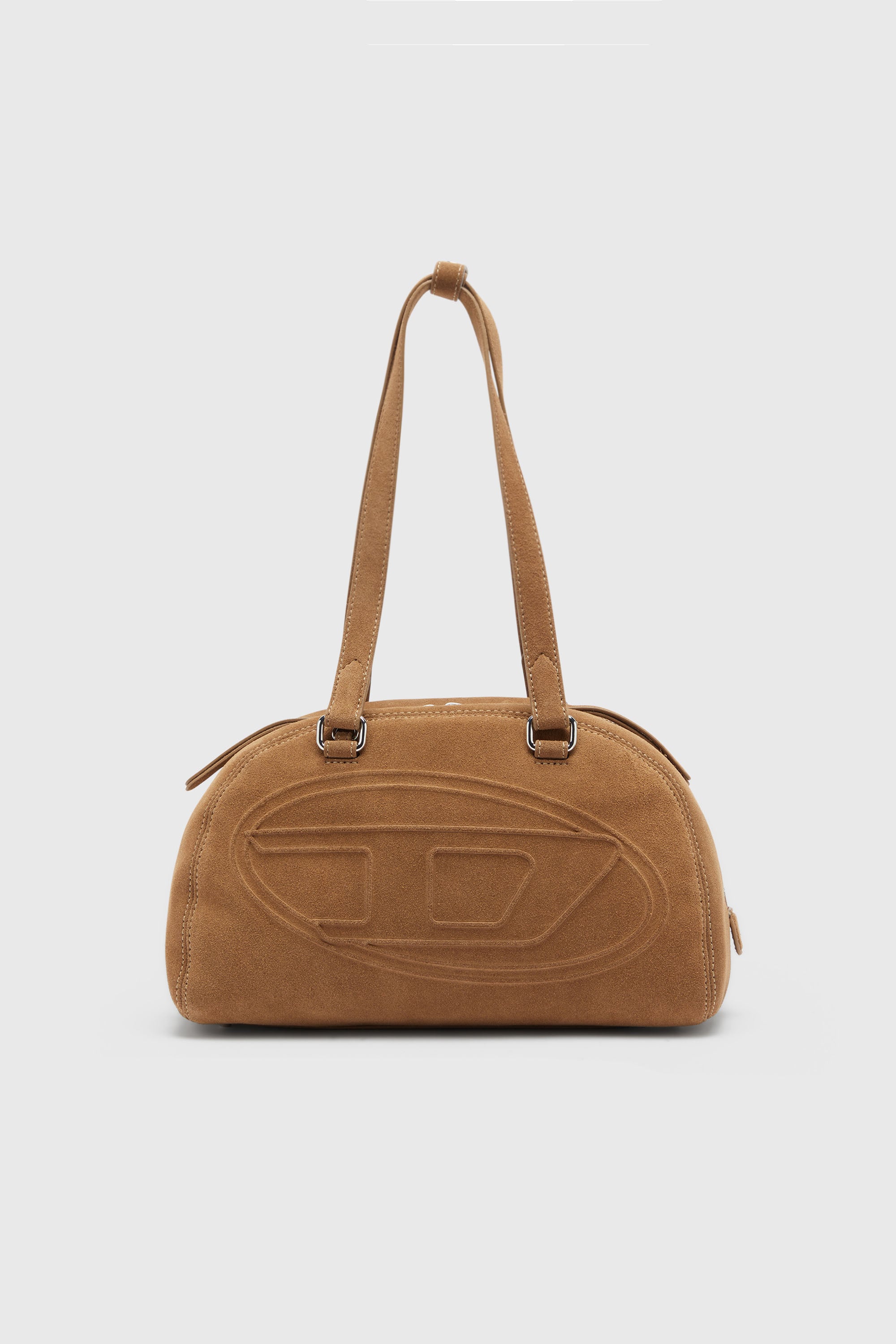 Diesel - 1DR DOME SHOULDER, Unisex 1DR Dome-Suede Schultertasche mit Oval D Logo in Beige - 1