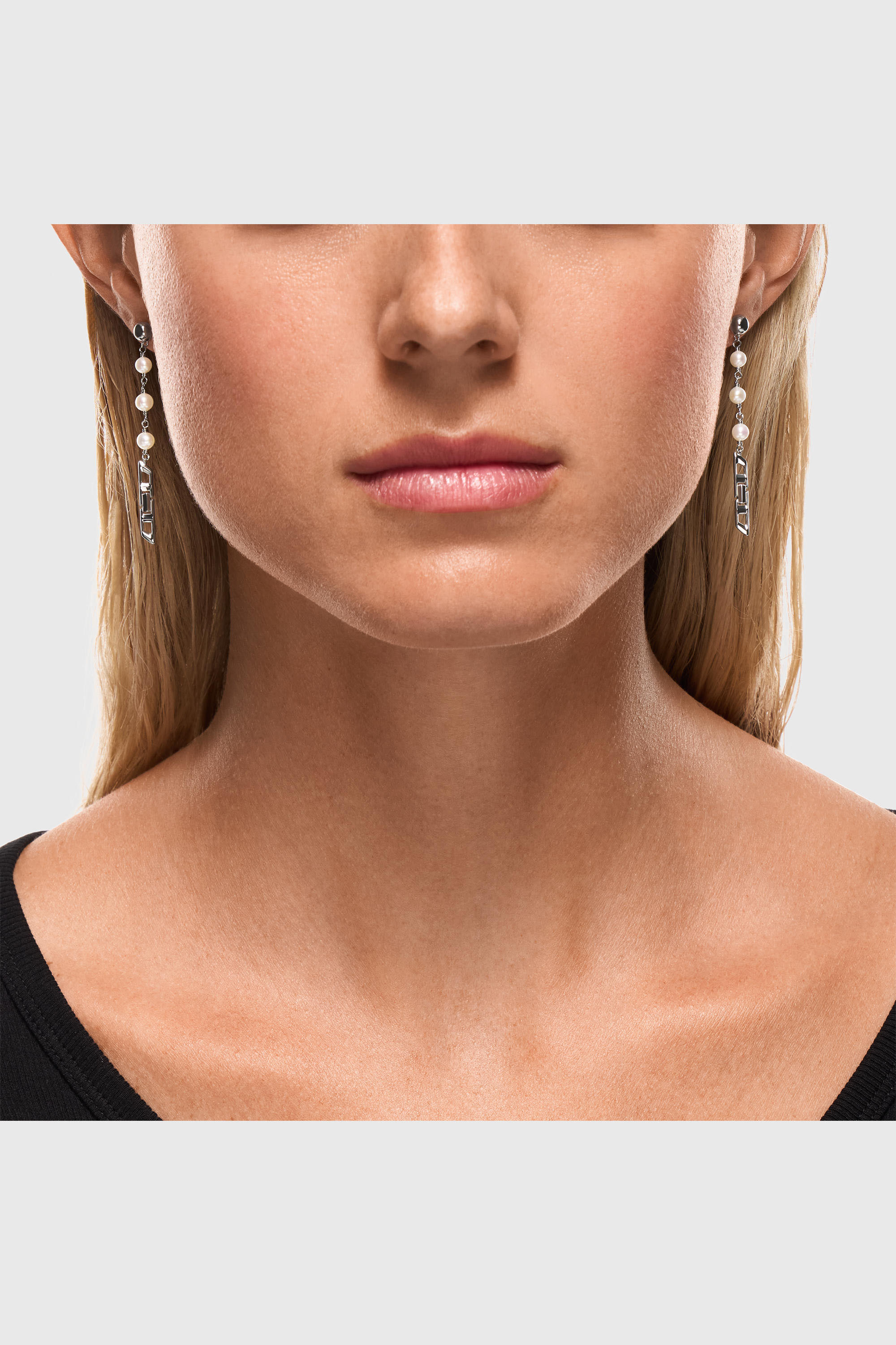 Diesel - DL1371040, Unisex Ohrh&auml;nger aus Sterlingsilber mit Perlen in Silber - 4