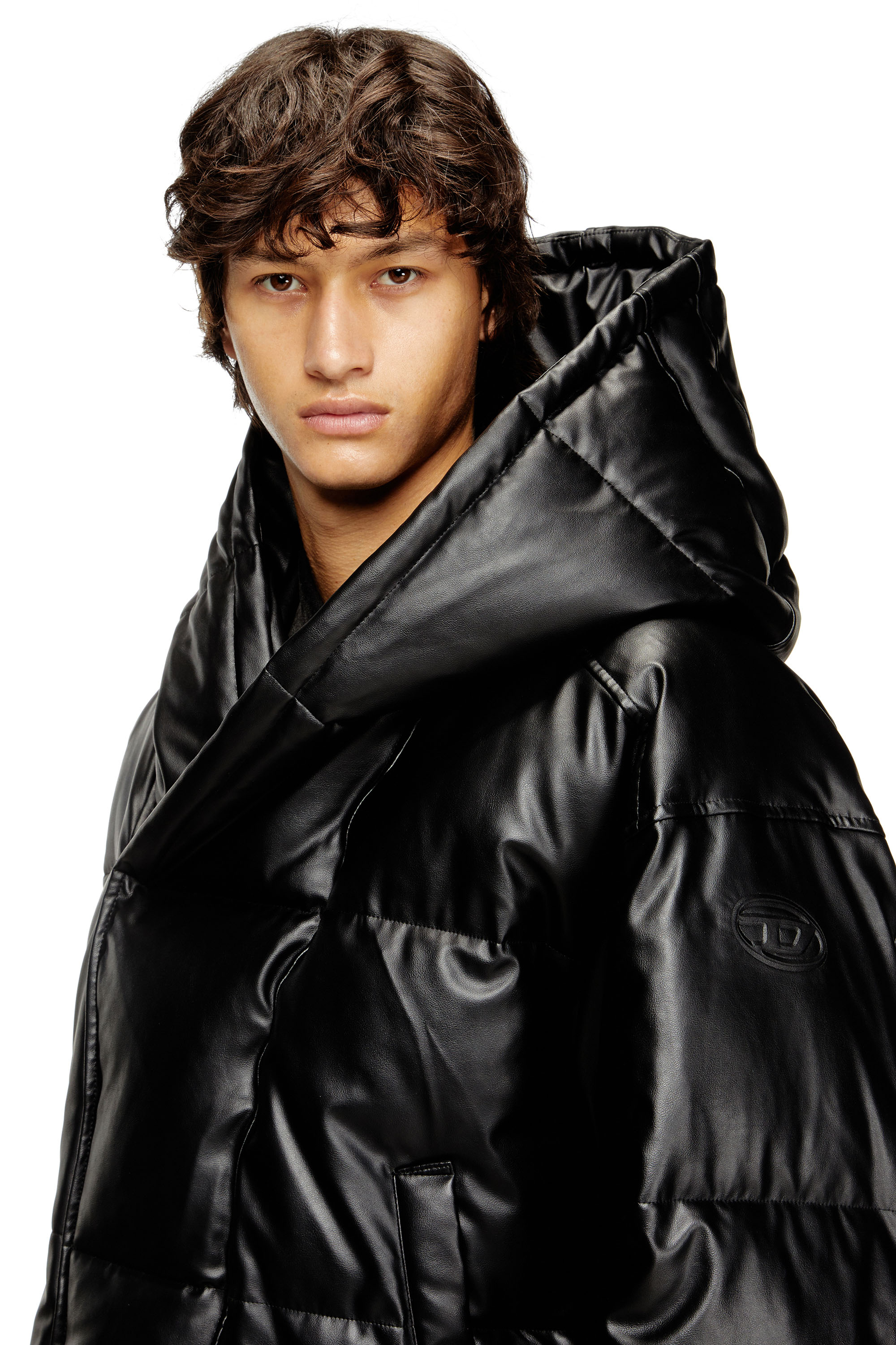 Diesel - W-MYLEY, Herren Hooded Steppjacke aus beschichtetem Gewebe in Schwarz - 5