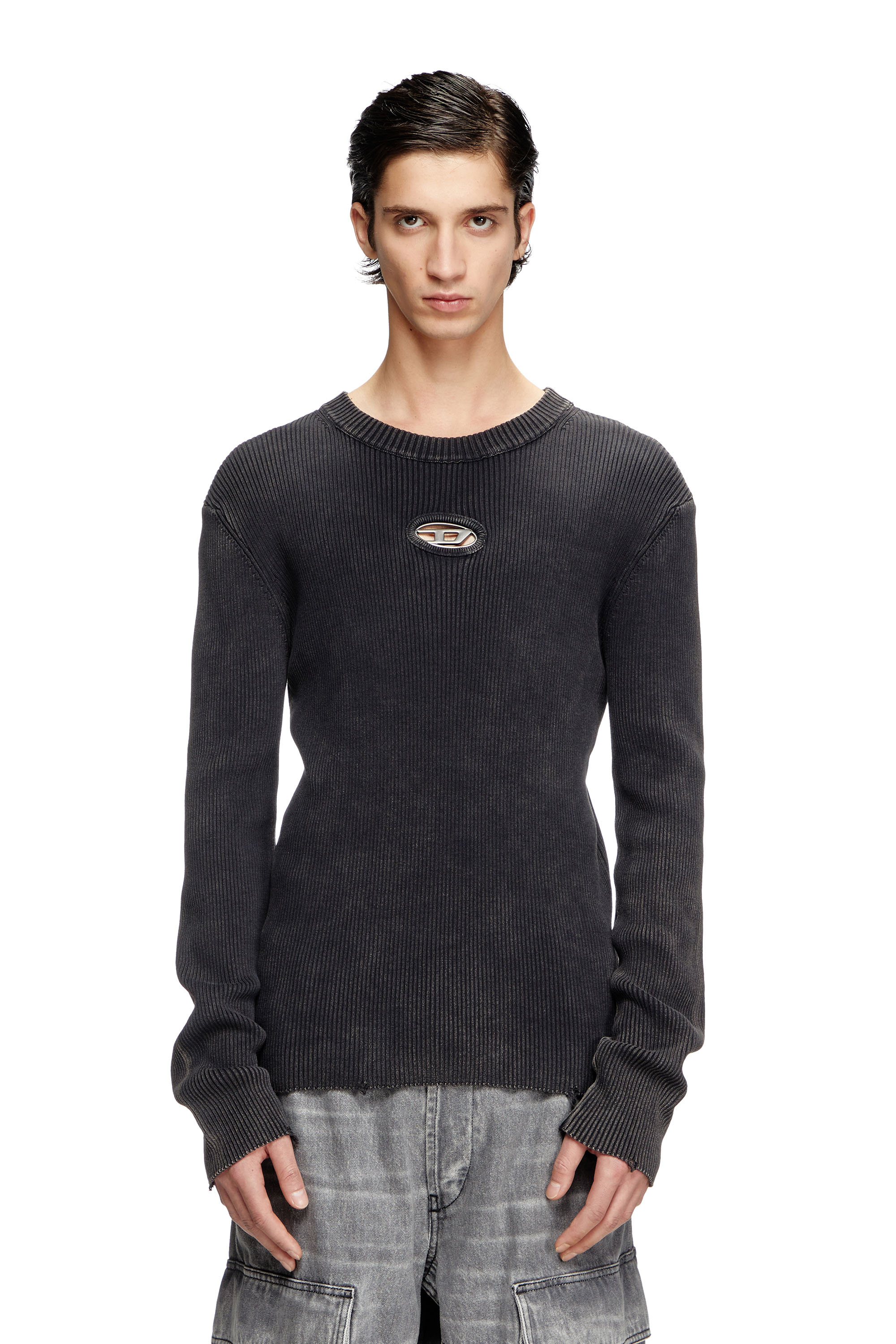 Diesel - K-DARIN-D, Herren Vielgetragener Pullover mit Cutout-Logo in Schwarz - 1