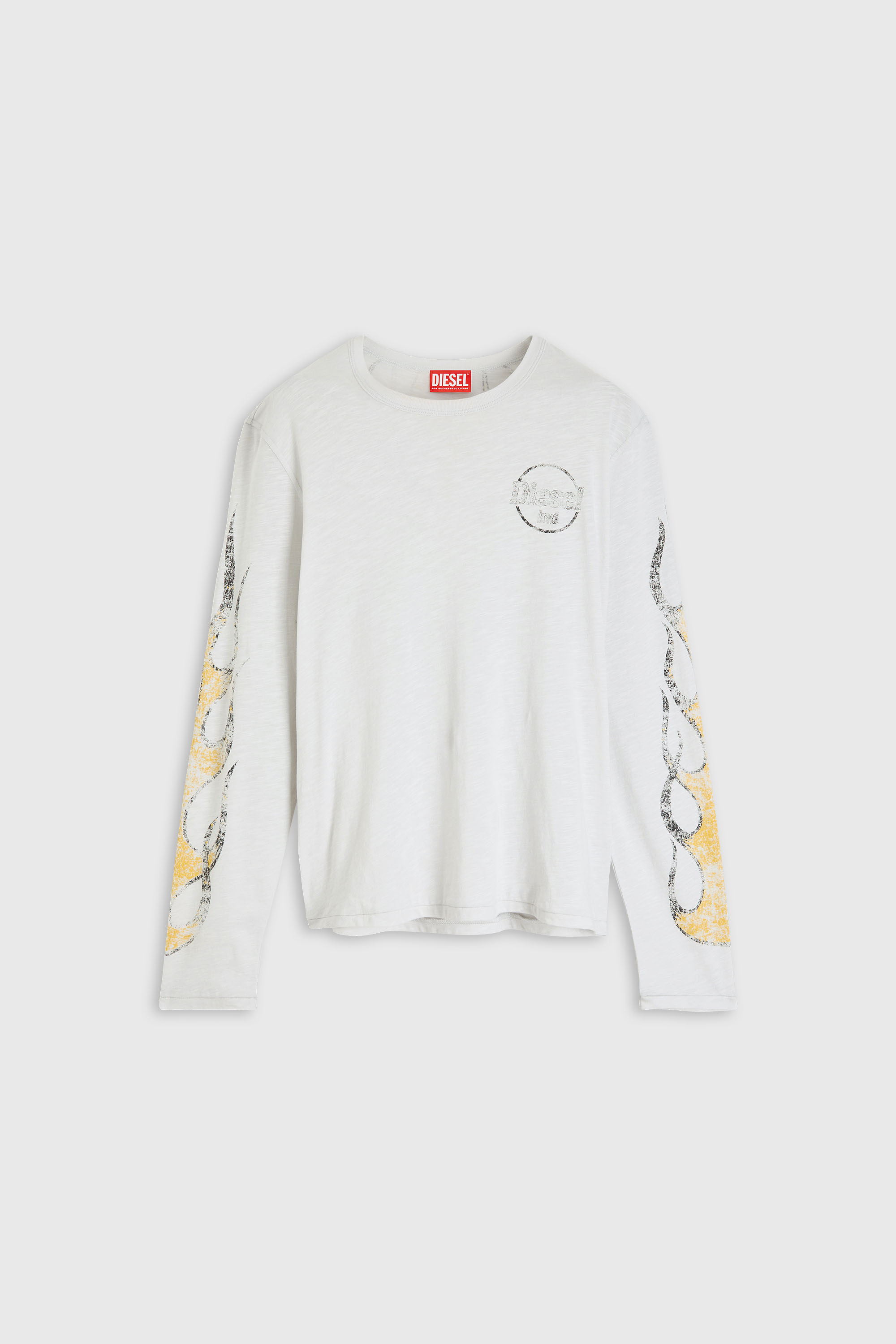 Diesel - T-NOTS-LS, Herren Langarm-T-Shirt aus Slub-Jersey mit Crack-Print in Wei&szlig; - 2