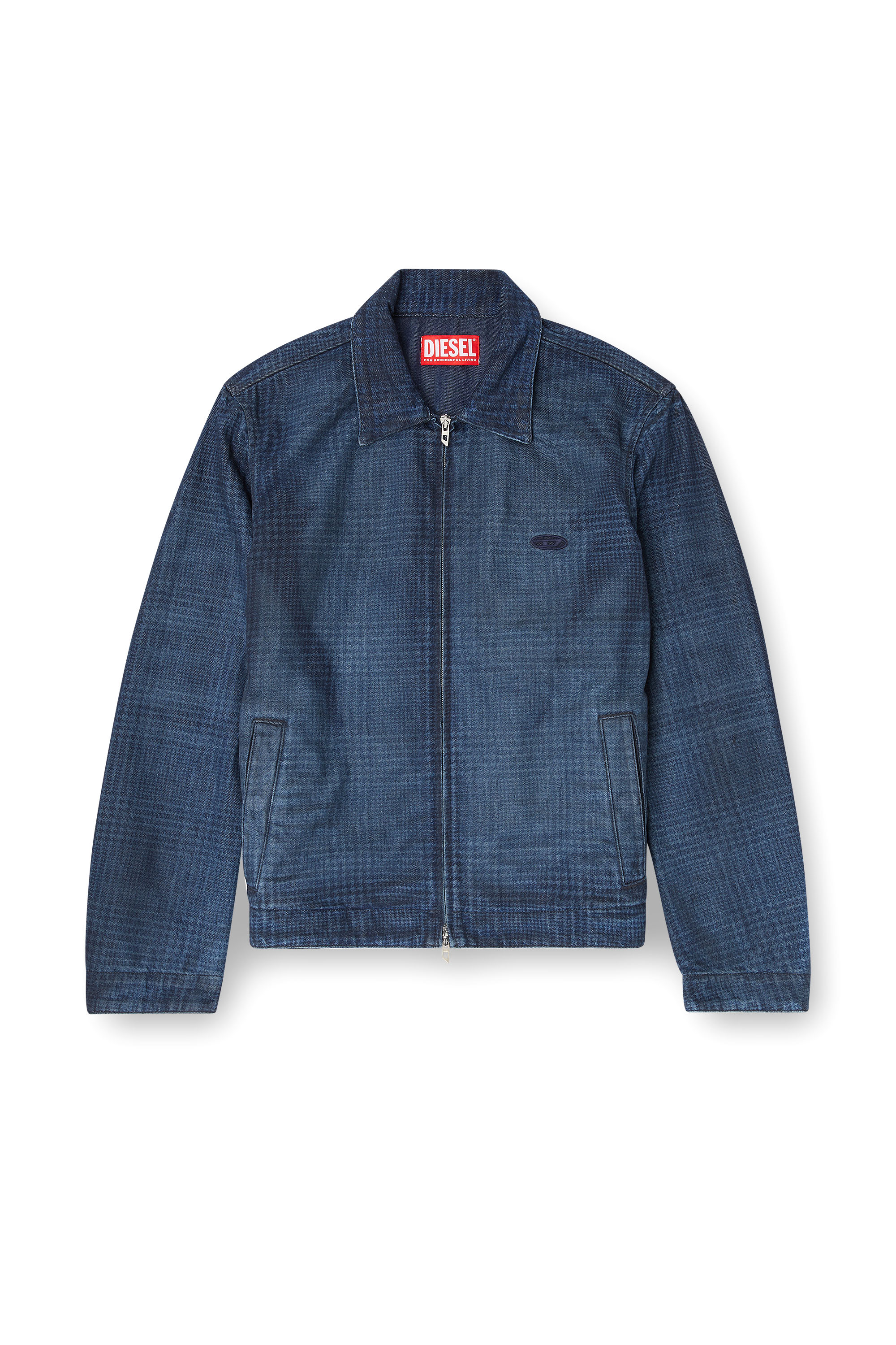 Diesel - D-ROHEEN-S, Herren Jacke aus Prince-of-Wales-Denim in Dunkelblau - 3