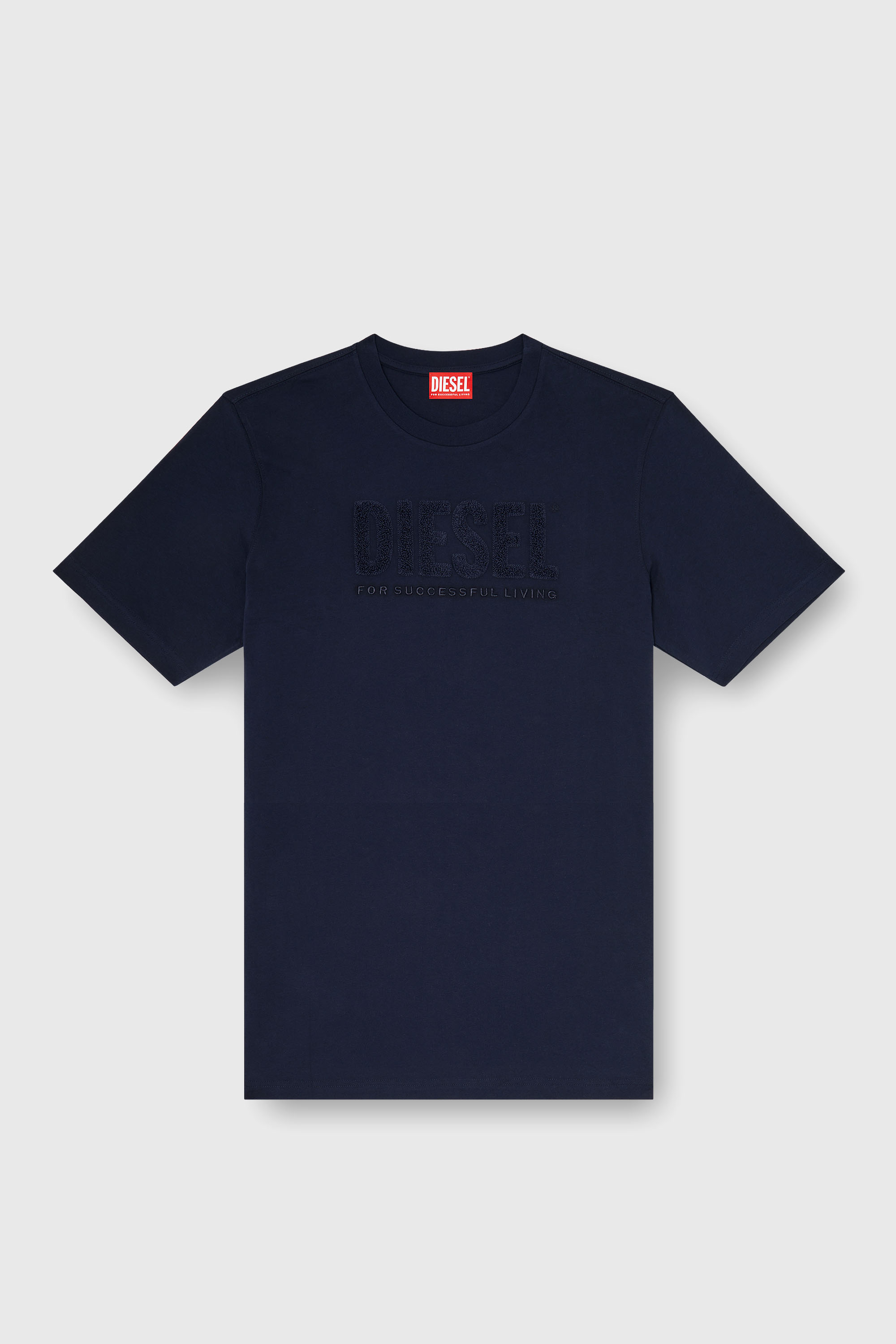 Diesel - T-JUST-OVA-T92, Herren T-Shirt aus Baumwolle mit tonalem Diesel-Logoprint in Blau - 2