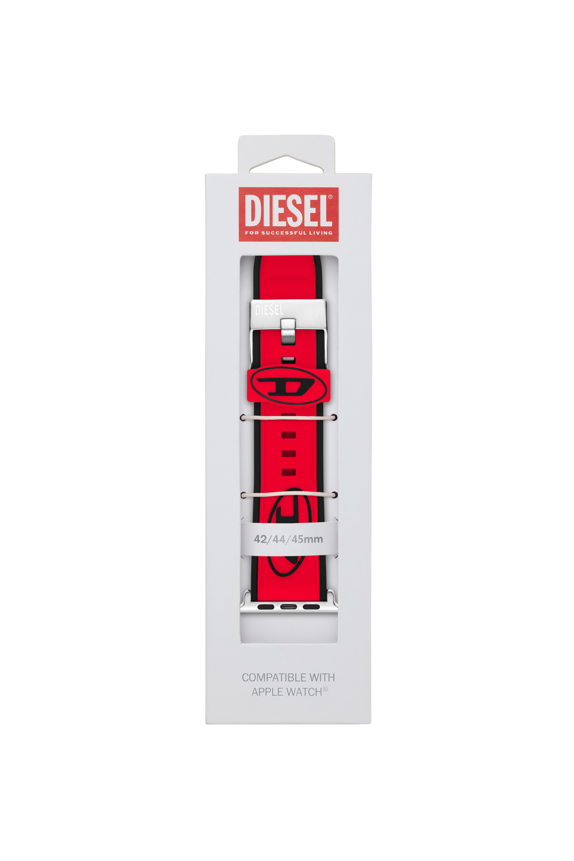 Diesel - DSS010, Unisex Silikonarmband mit Apple Watch®, 42-mm, 44-mm, 45-mm in Rot - 2