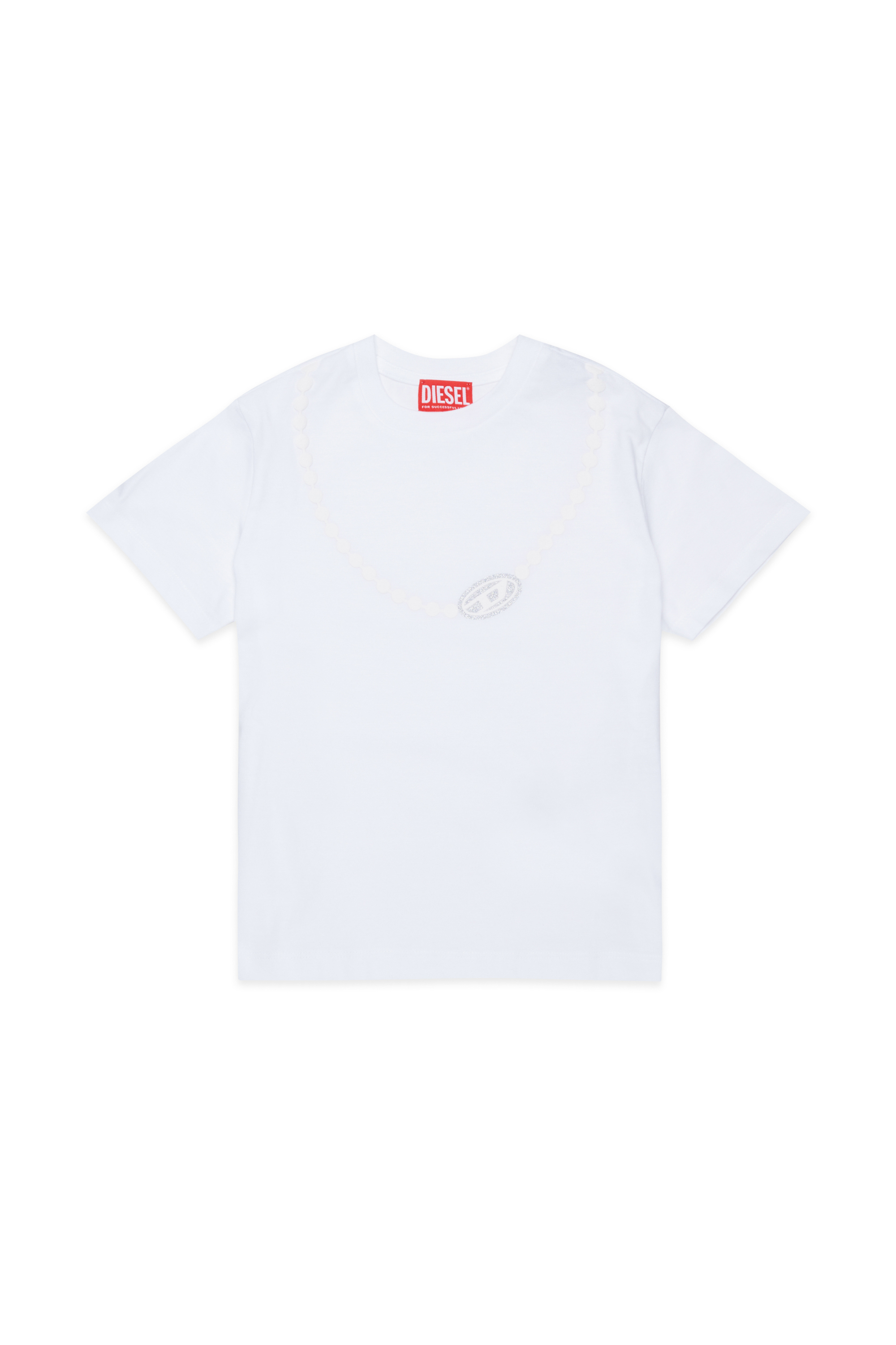 Diesel - TICLA, Woman's Cotton T-shirt with necklace print in White - 1