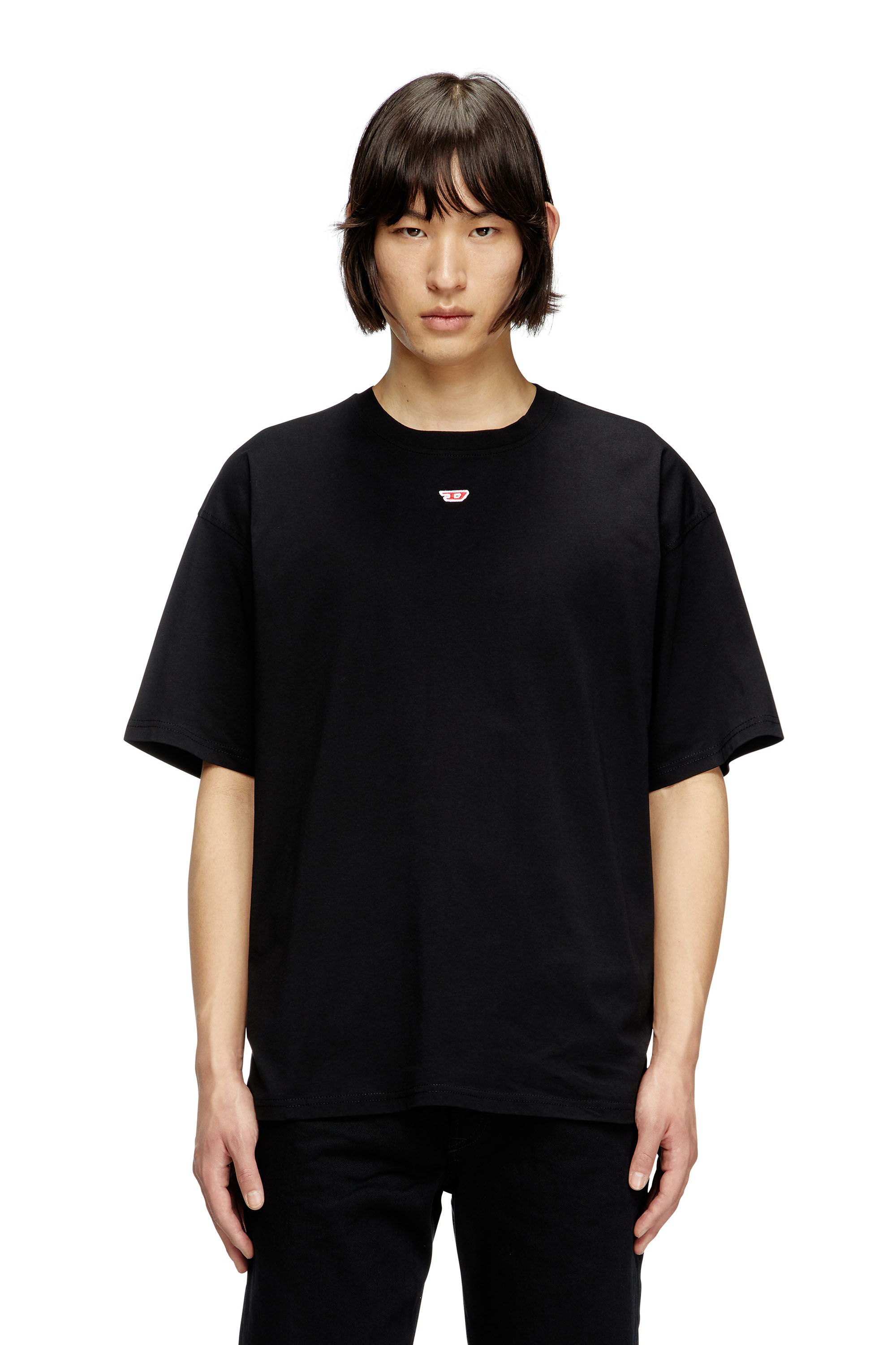 Diesel - T-BOXT-D, Unisex's T-shirt with embroidered D patch in Black - 1