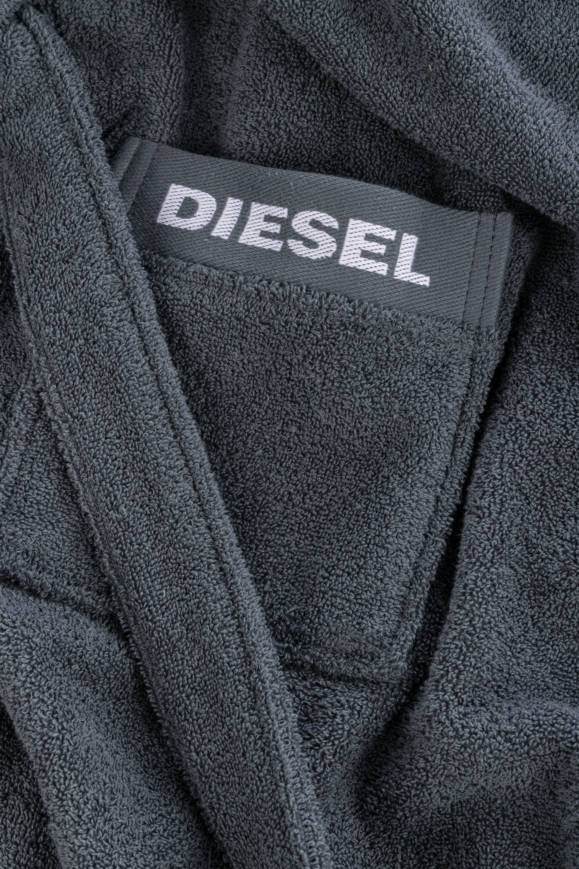 Diesel - 1015101 LOGO-COTTON BATHROBE SIZE S GREY, Unisex Bademantel aus Baumwoll-Frottee, Größe S in Dunkelgrau - 2