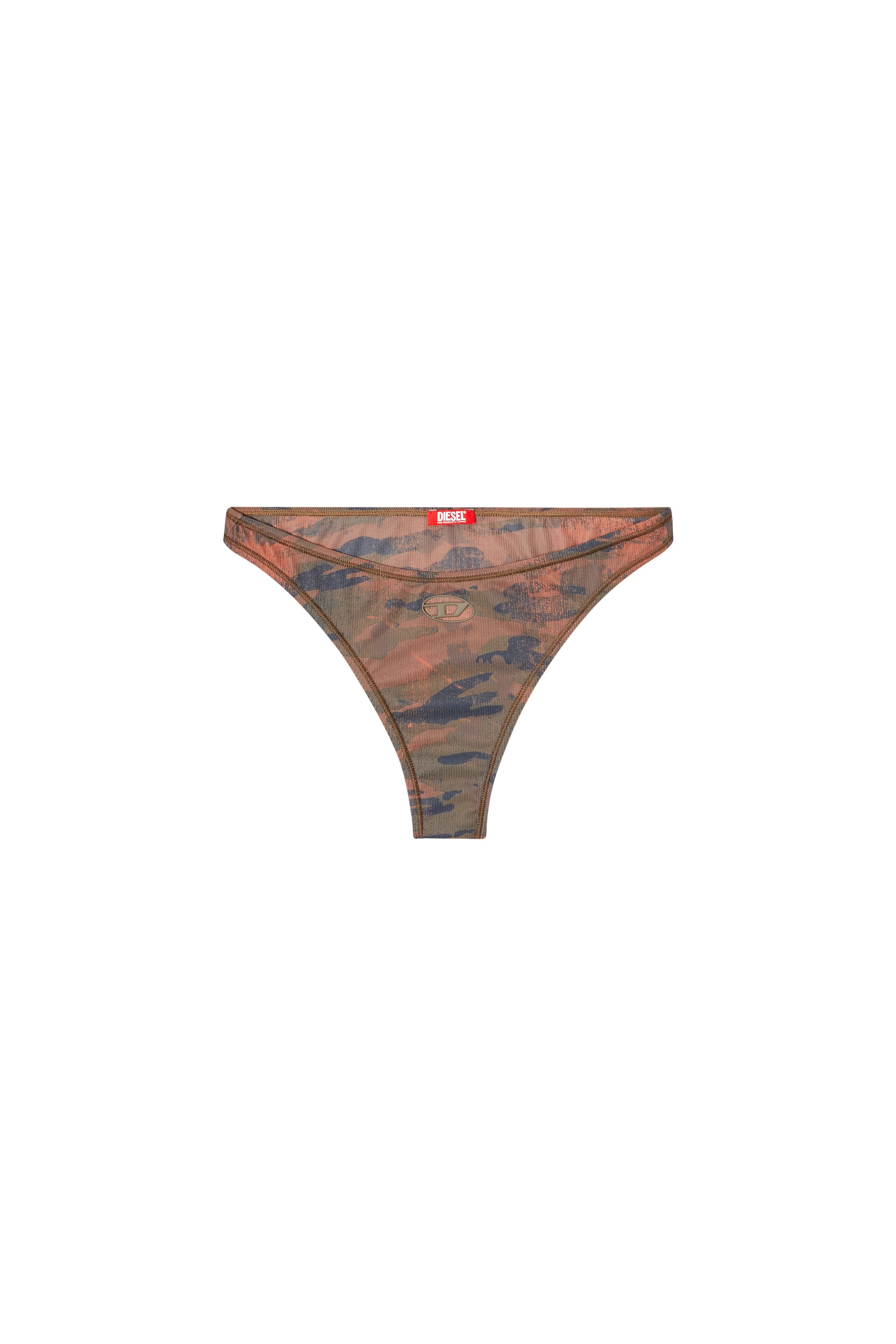 Diesel - BUNCHY-UTLT, Damen Camo-Bikini-Hose mit ausgeschnittenem Logo in Braun - 4