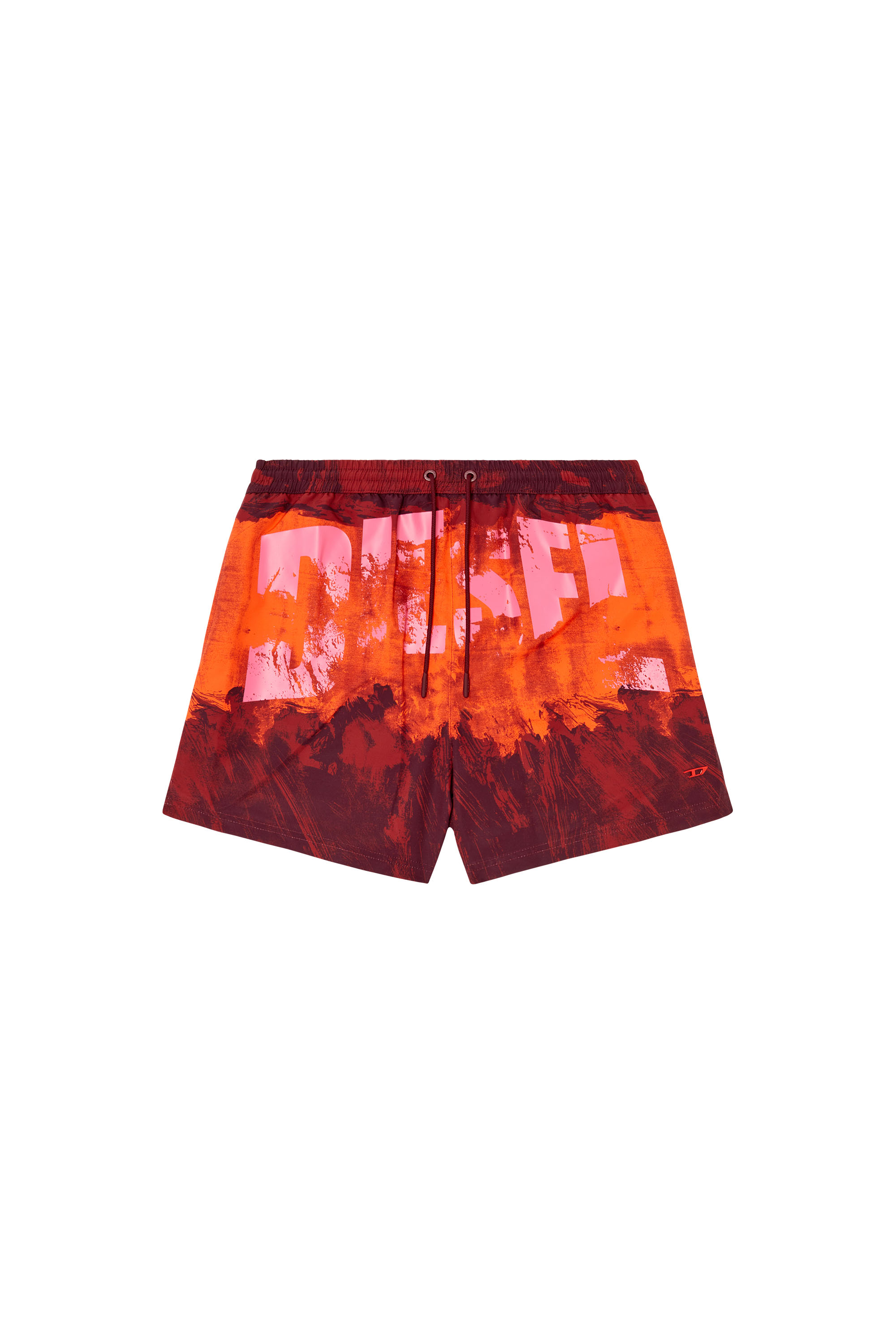 Diesel - KEN-37-D-POP, Herren Mittellange Bade-Shorts mit Grafik-Print in Rot - 4