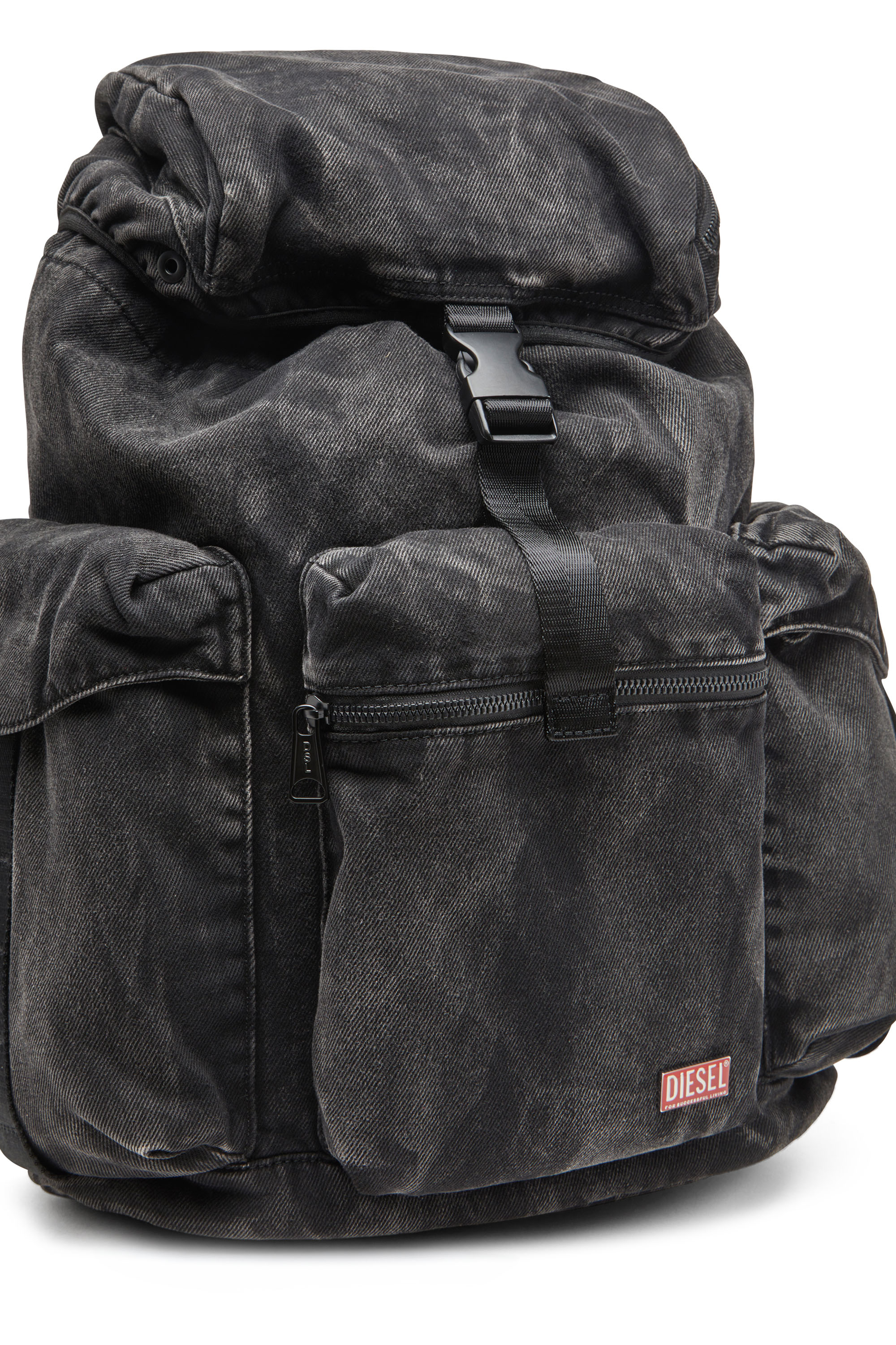 Diesel - UTLT BACKPACK, Herren Utlt Backpack-Utility-Rucksack aus Denim in Wolken-Optik in Schwarz - 5