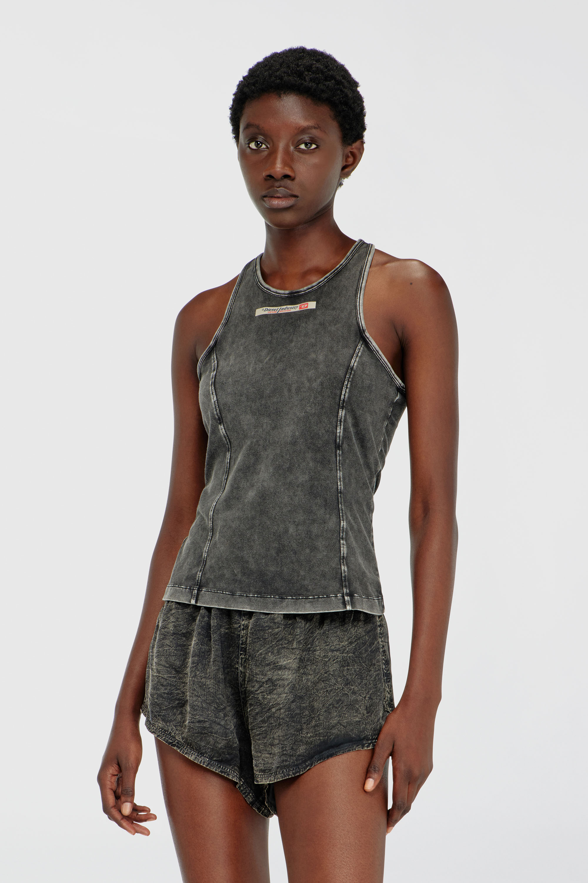 Diesel - IRENE-DNM, Damen Tanktop aus Baumwolle in Dunkelgrau - 2