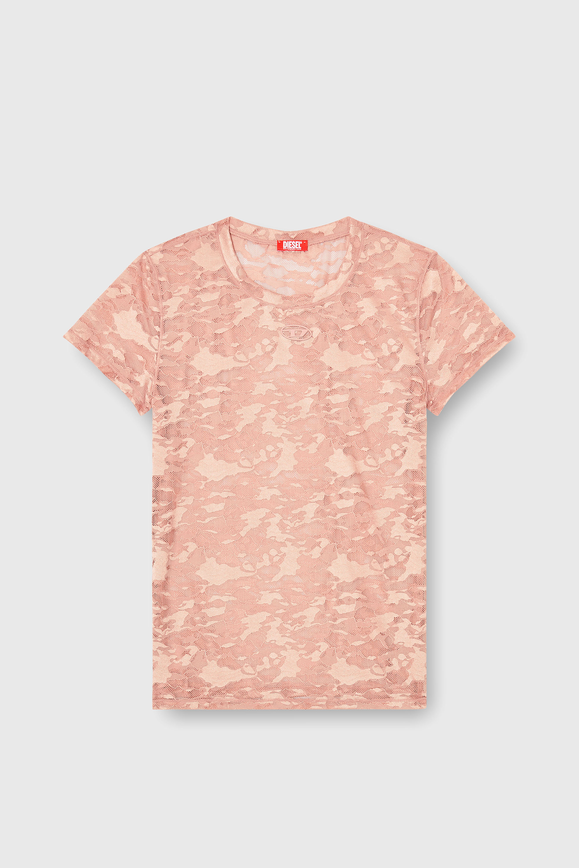 Diesel - KASIA-UTLT, Damen T-Shirt mit Camouflage-Spitze in Fleischfarben - 2