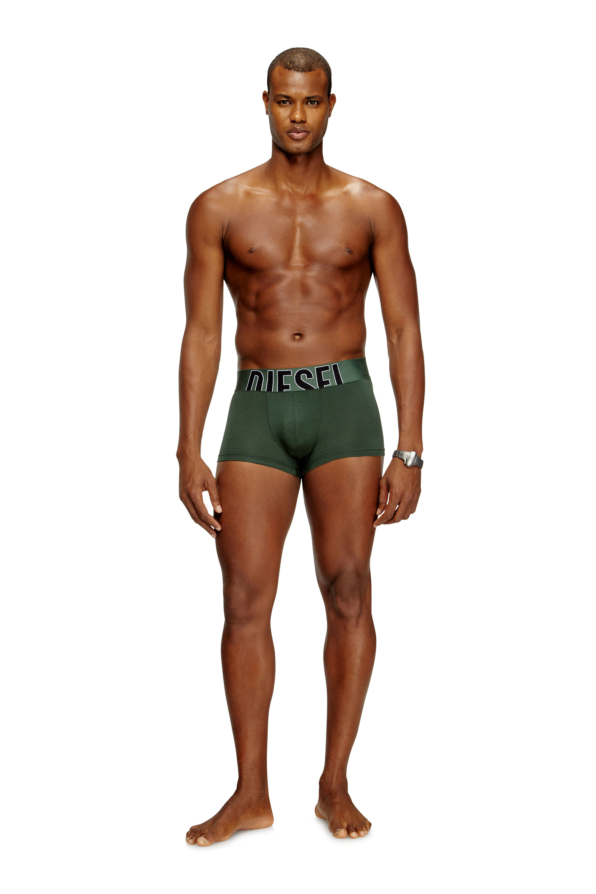 Diesel - DAMIEN-D-POP-3PACK-55, Herren Dreierpack Boxershorts aus Stretch-Baumwolle mit ausgeschnittenem Logo in Grün - 3