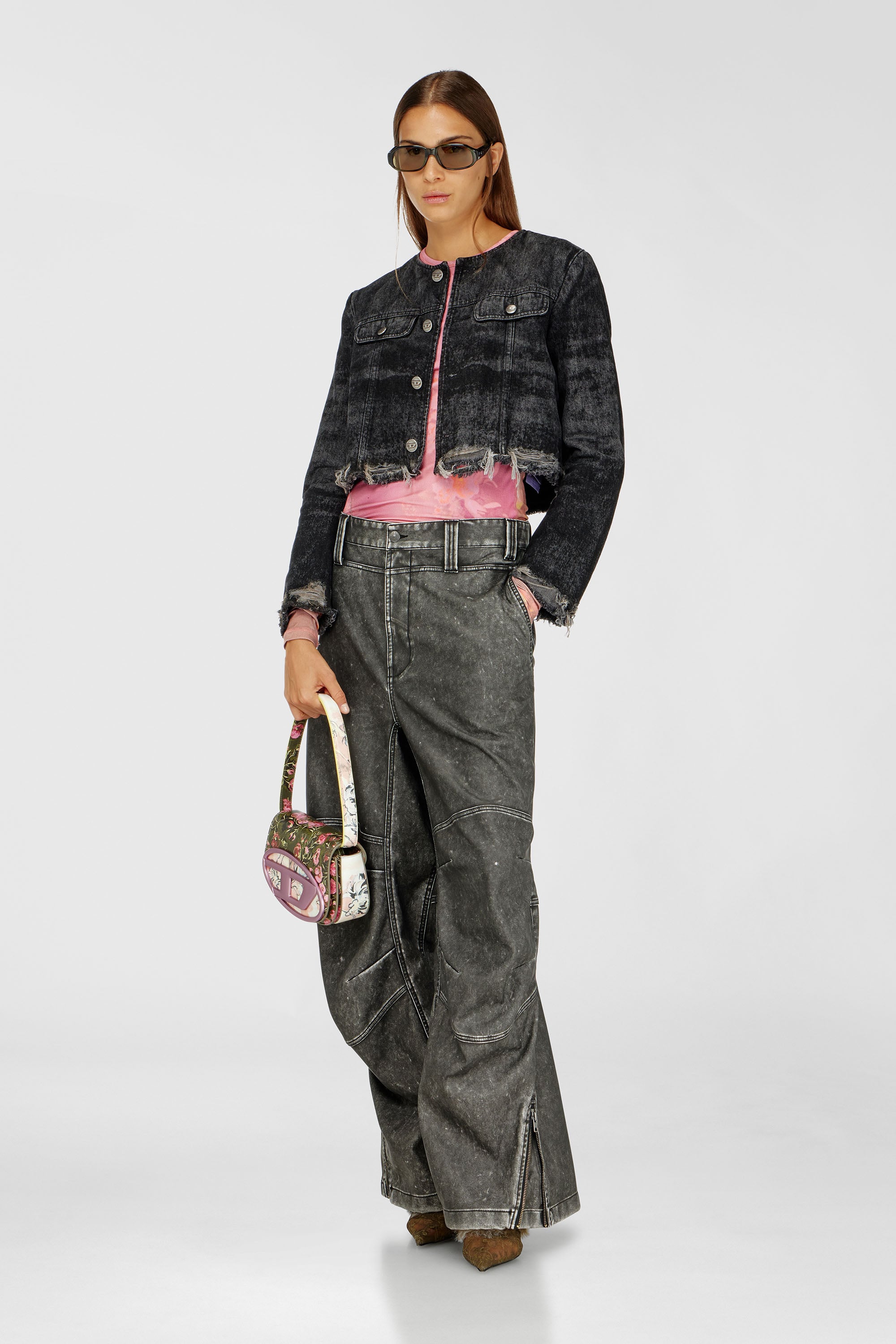 Diesel - DE-GRAFFY-FSH, Damen Jacke aus gelaserte Baumwolle-Hanf-Denim in Schwarz - 2