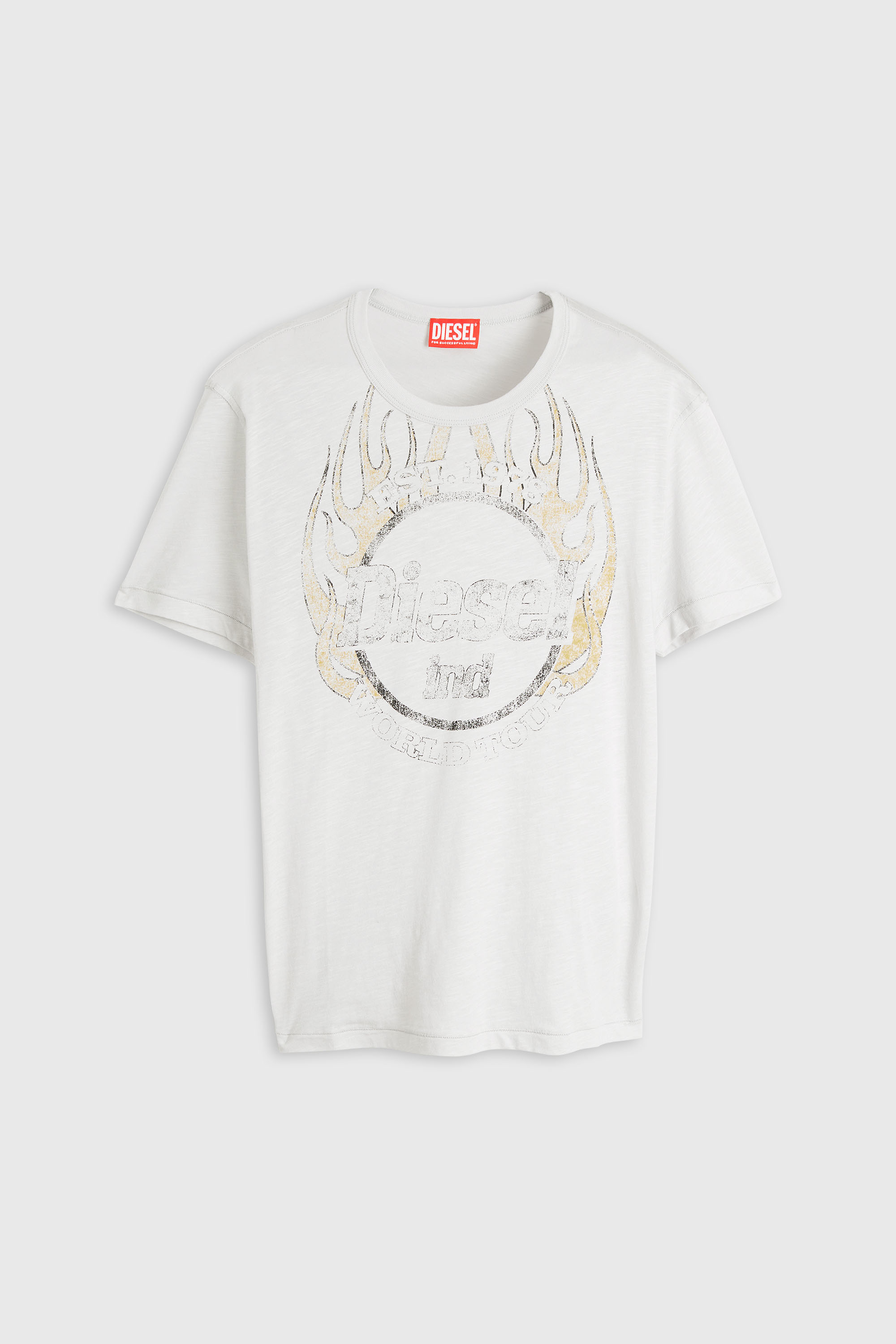 Diesel - T-NOTS, Herren T-Shirt aus Slub-Jersey mit Crack-Print in Wei&szlig; - 2