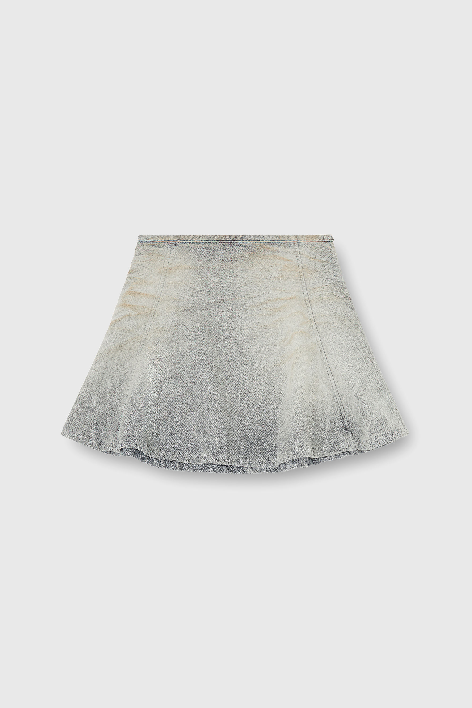 Diesel - DE-RAINE, Woman's Skirt in distressed herringbone denim in Grey - 2