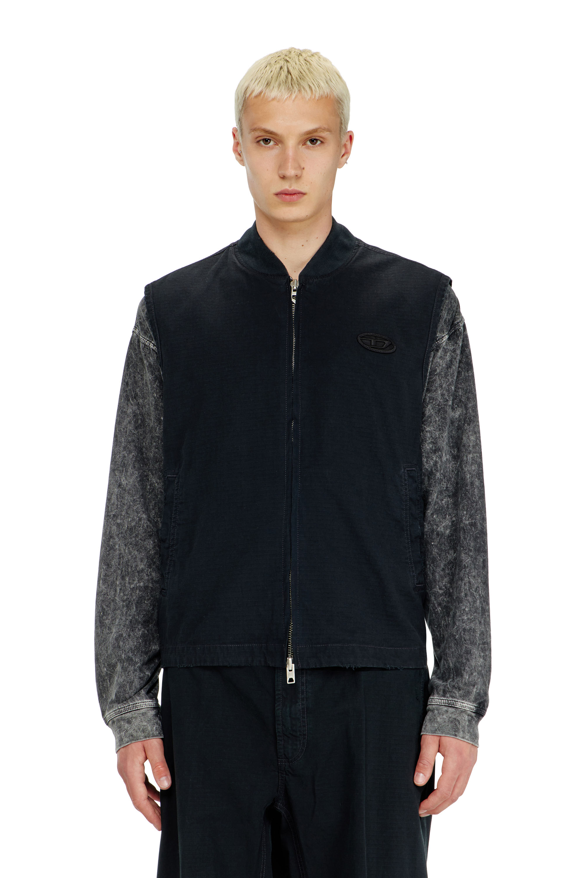 Diesel - J-TYPE-CO-SL, Herren Baumwoll-ripstop-Weste mit Oval D patch in Schwarz - 1