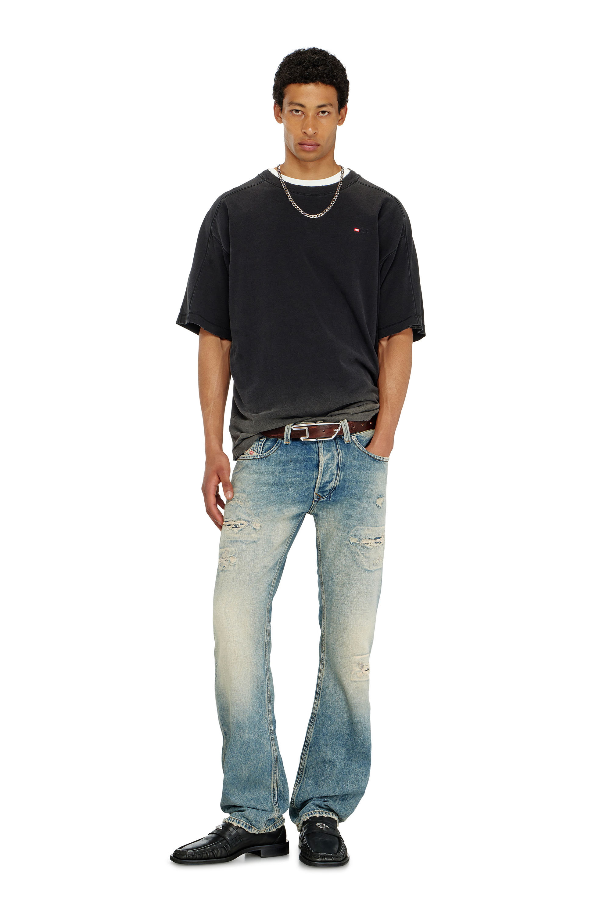 Diesel - T-CROX, Herren Baumwoll-T-Shirt mit Degrad&eacute;-Effekt in null - 1